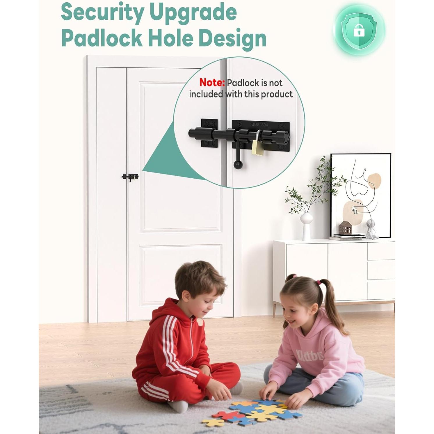 Cerrojo deslizante de 15.24 cm Anobeyi de acero inoxidable