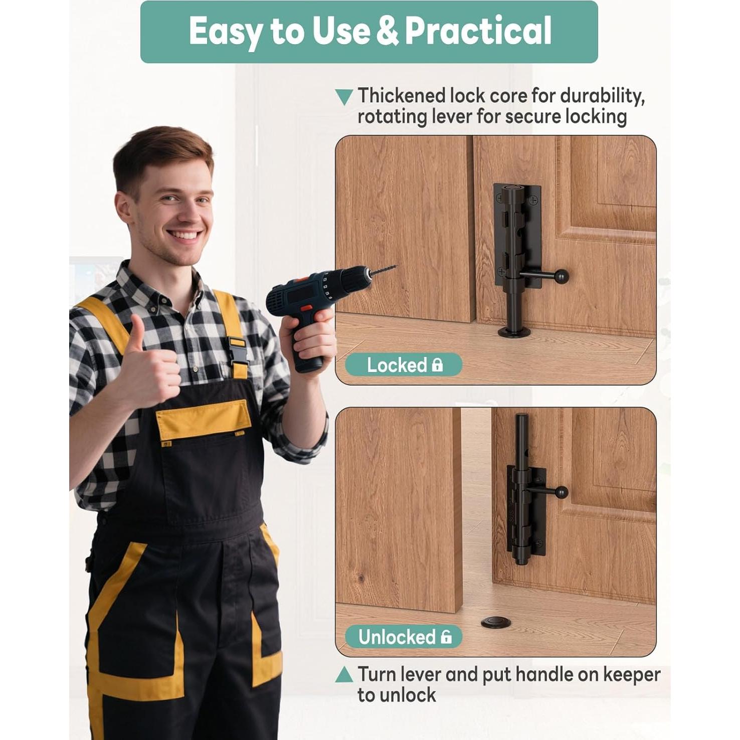 Cerrojo deslizante de 15.24 cm Anobeyi de acero inoxidable