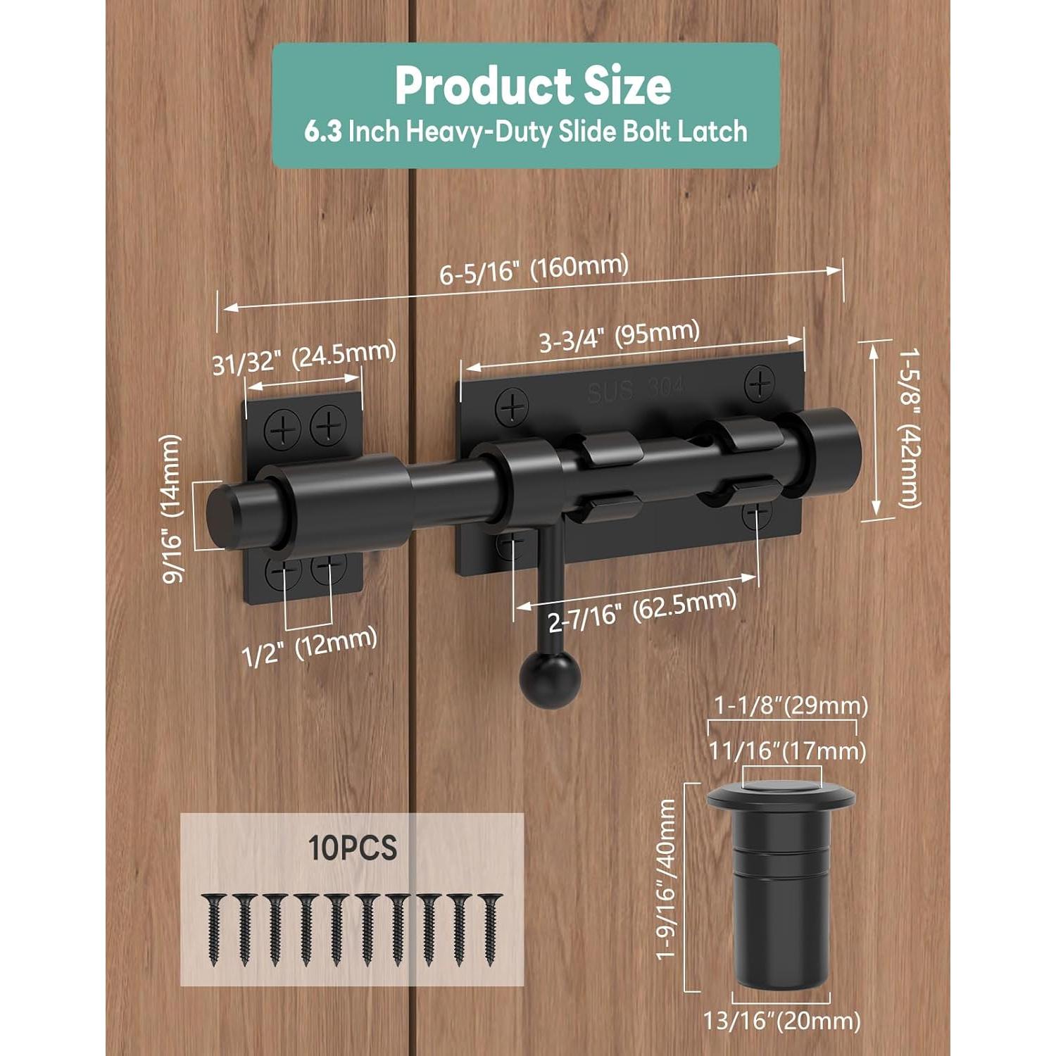 Cerrojo deslizante de 15.24 cm Anobeyi de acero inoxidable