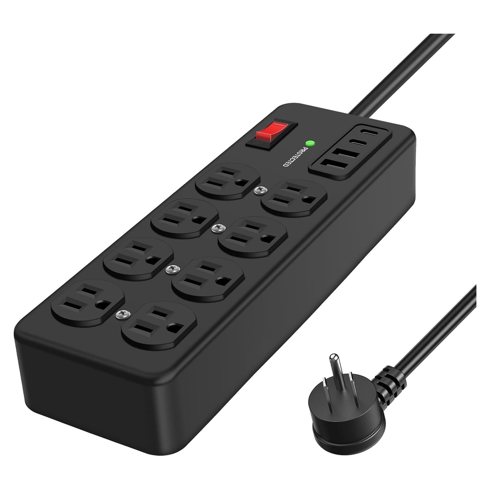 Regleta de Metal ANNQUAN 8 Salidas 20W USB 1.83M 1200J