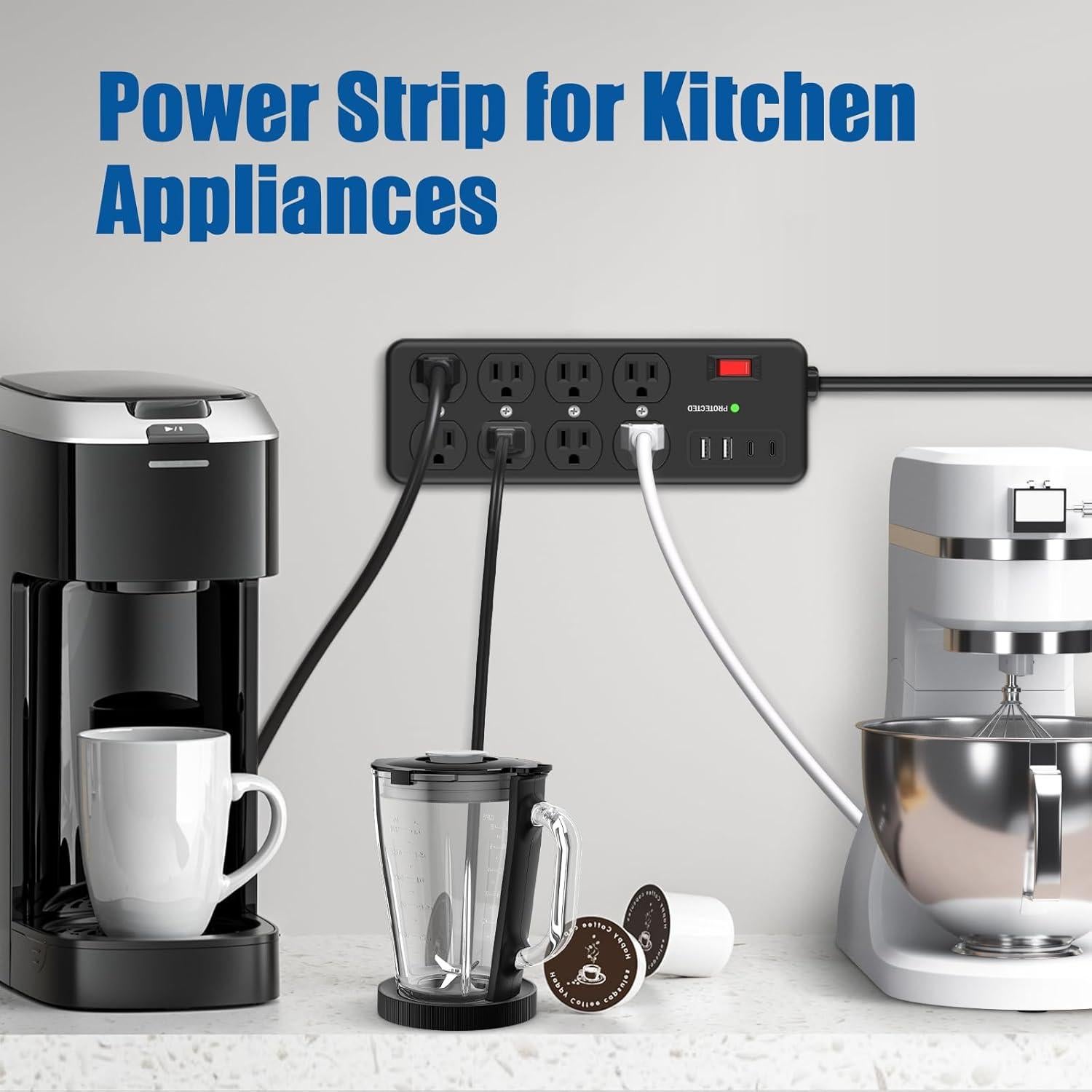 Regleta de Metal ANNQUAN 8 Salidas 20W USB 1.83M 1200J