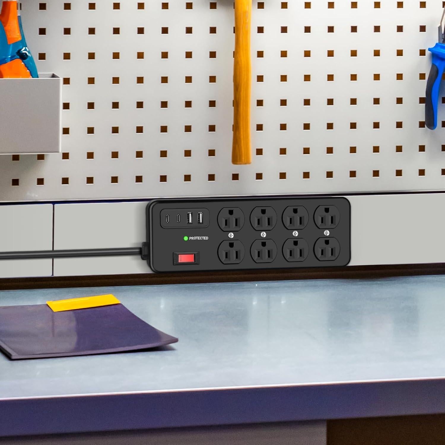 Regleta de Metal ANNQUAN 8 Salidas 20W USB 1.83M 1200J