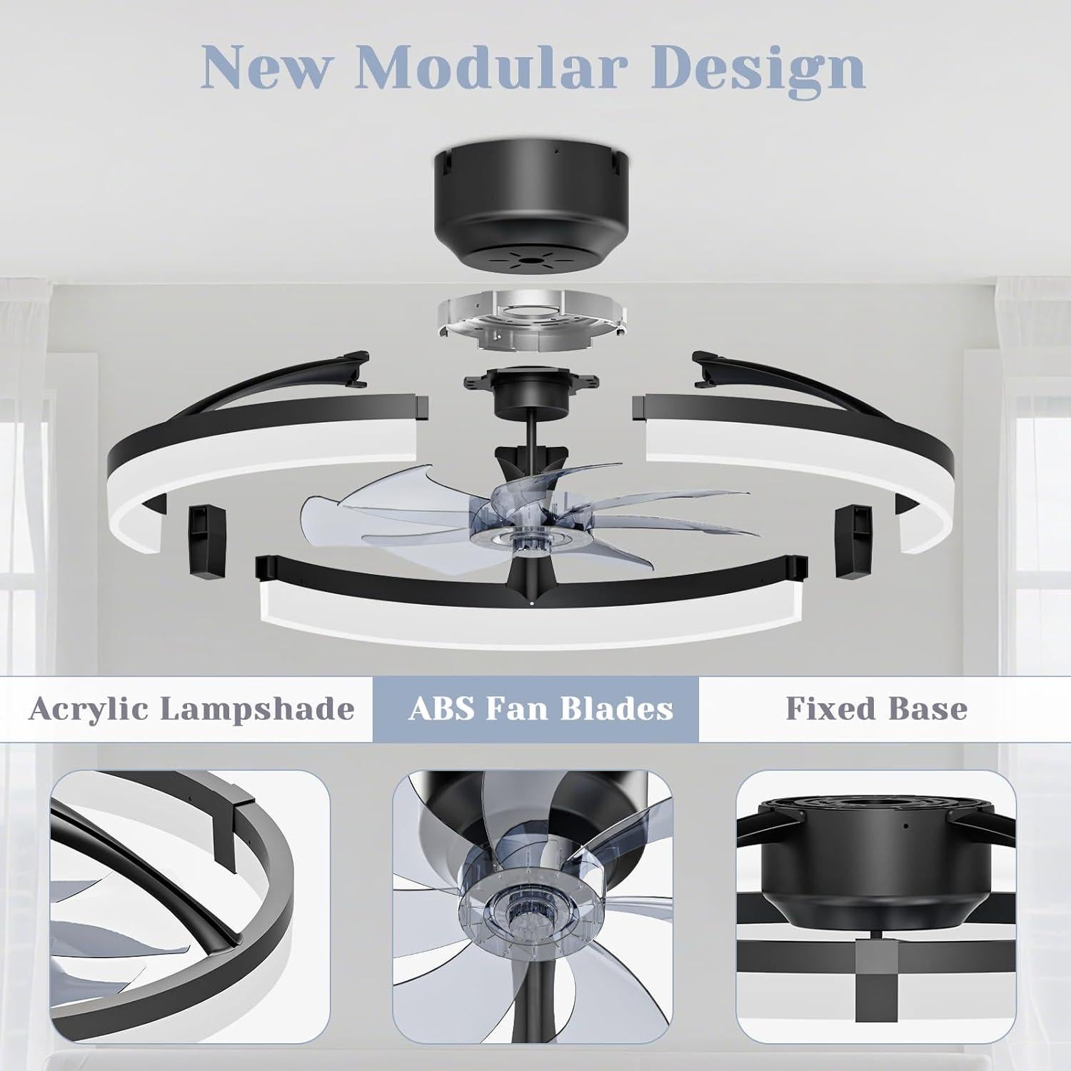 Ventilador de Techo JOFIOS 50 cm con Luz y Control Remoto