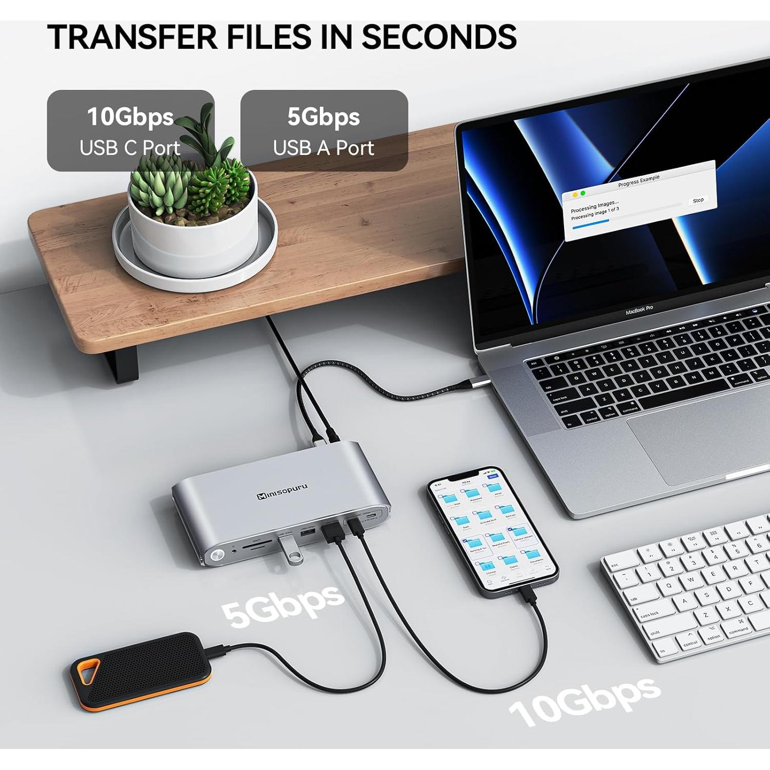 Estación de Acoplamiento Minisopuru Triple Monitor 140W 3xHDMI