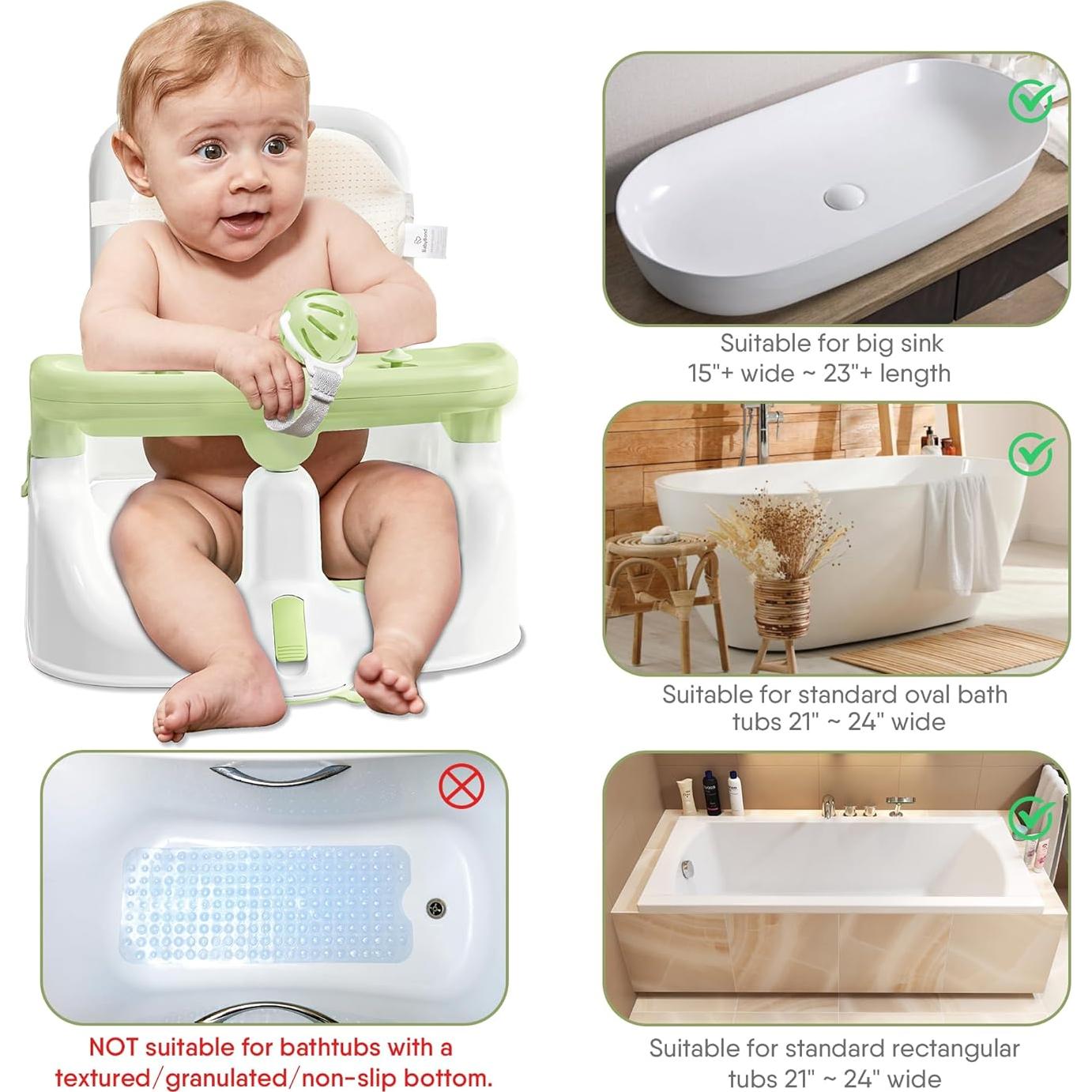 Asiento de Baño para Bebés BabyBond BB1002 - 3 Modos Ajustables