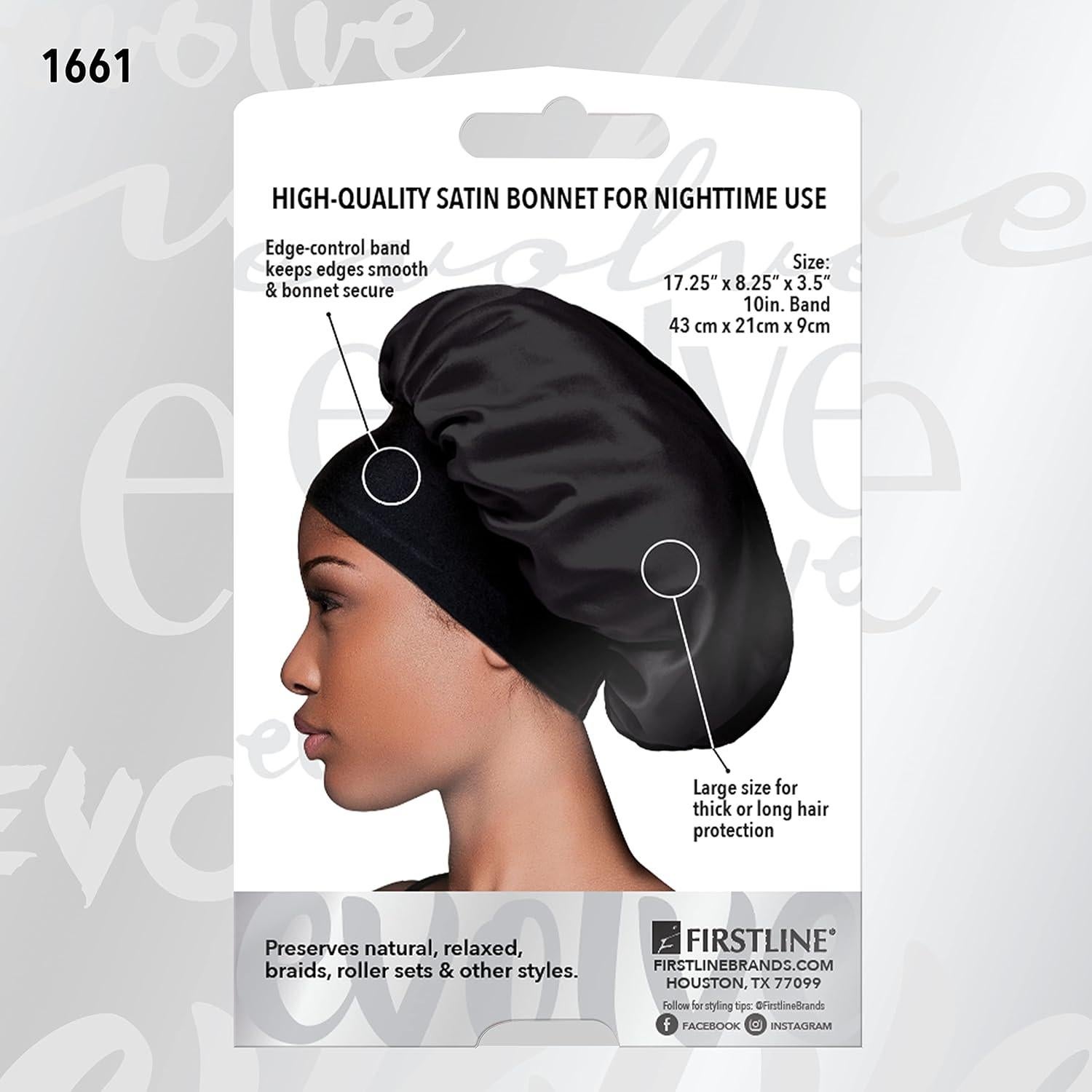 Bonete Satinado Evolve Grande Negro para Cabello Texturizado