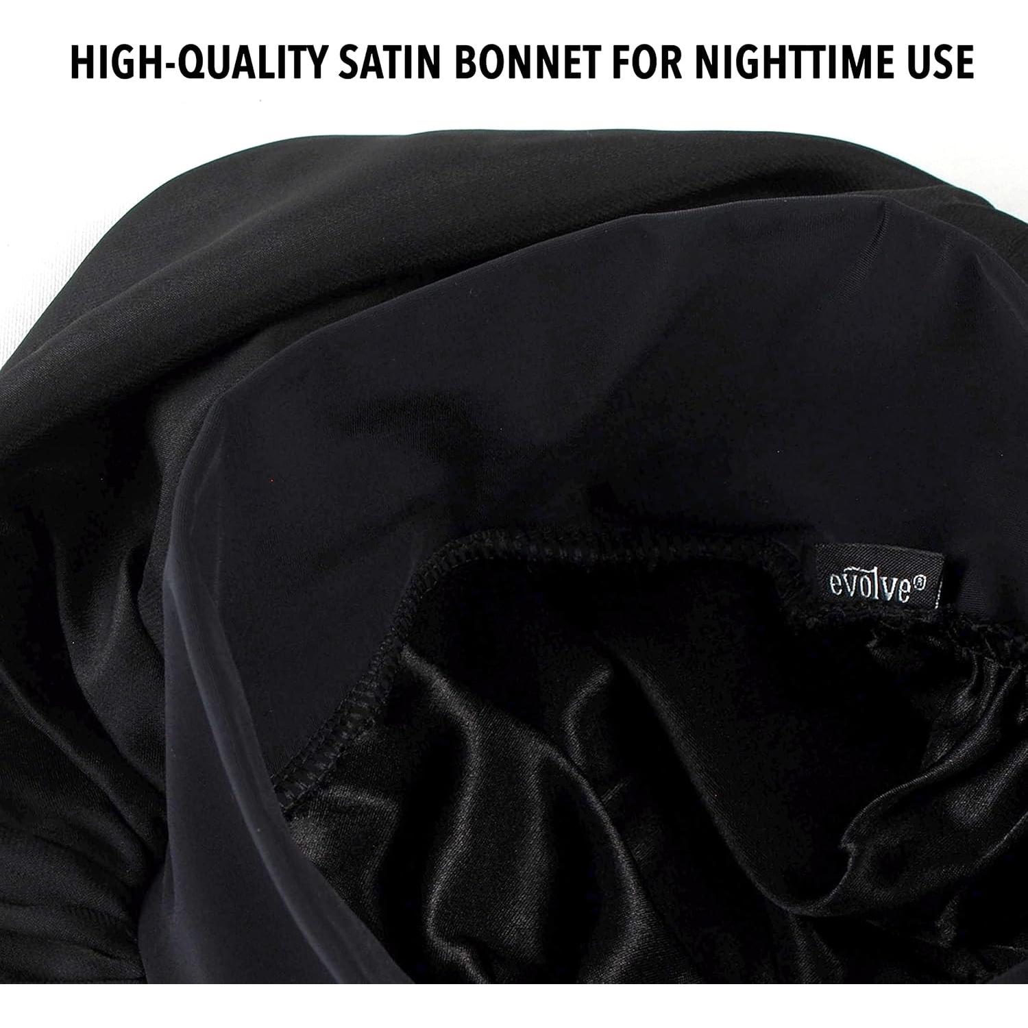 Bonete Satinado Evolve Grande Negro para Cabello Texturizado