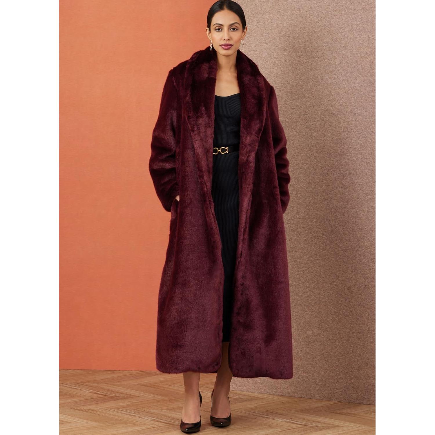 Patrón de Costura Simplicidad S3008 Abrigo Piel Sintética Dama 18-26