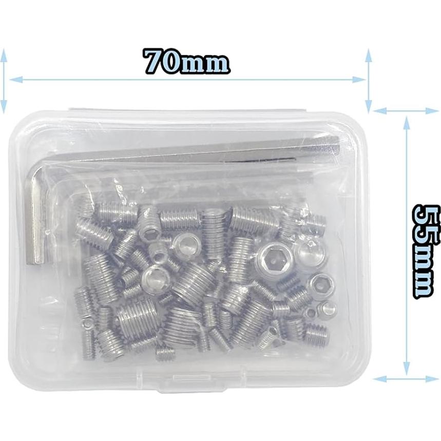 Juego de Tornillos Grub M3 M4 M5 M6 M8 60pcs Acero Inoxidable