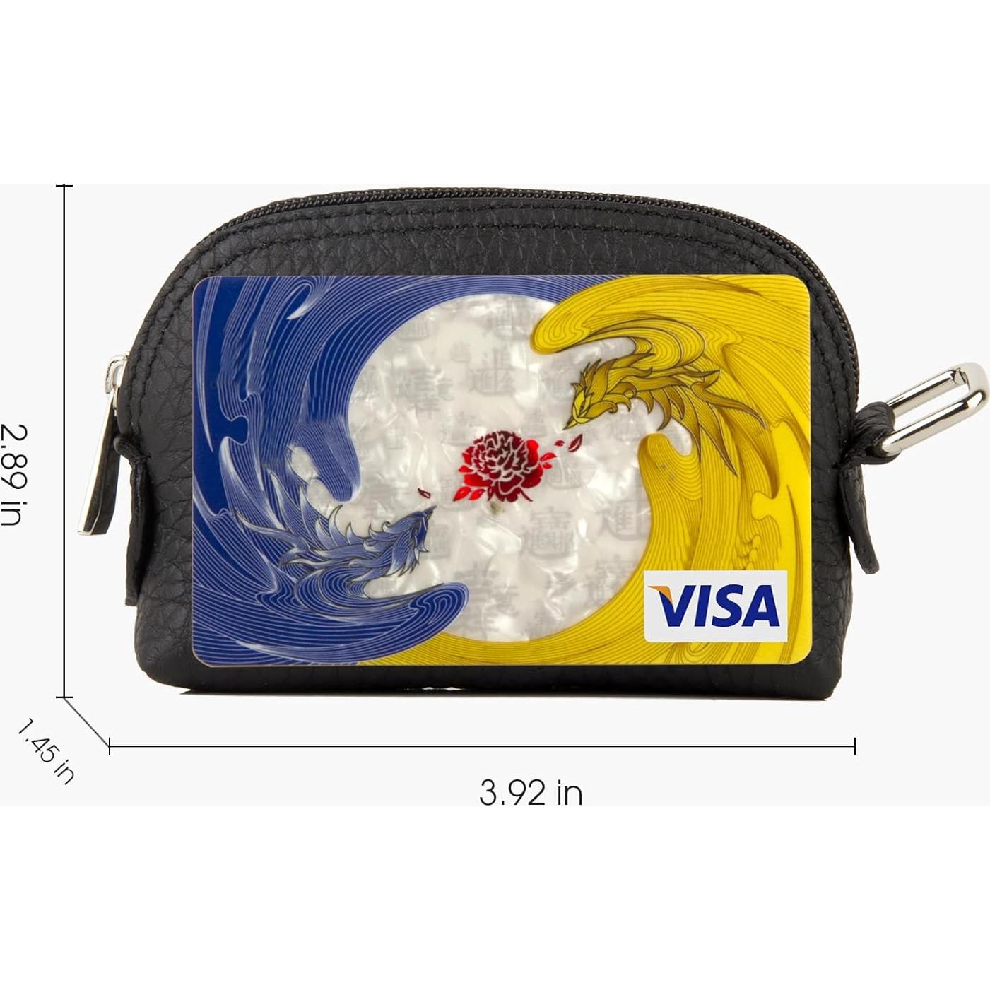 Monedero de cuero de grano completo premium para mujeres - Negro