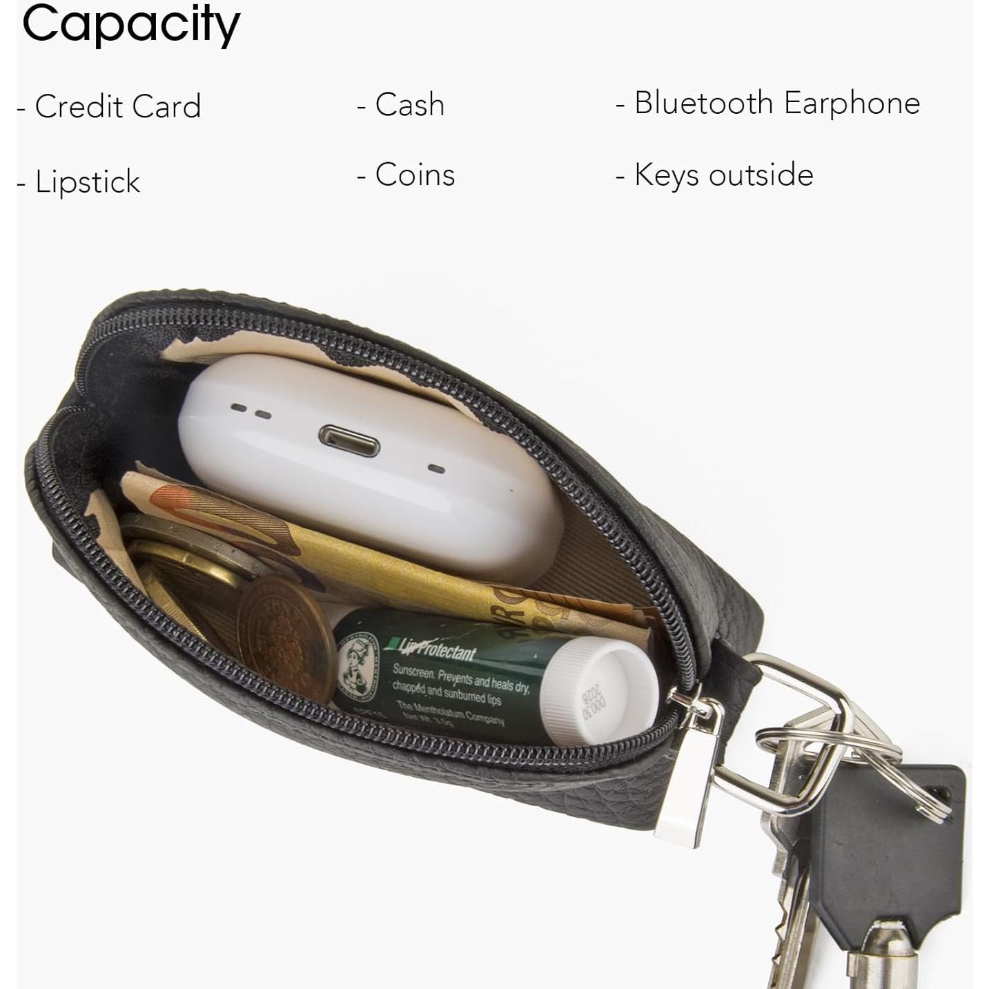 Monedero de cuero de grano completo premium para mujeres - Negro