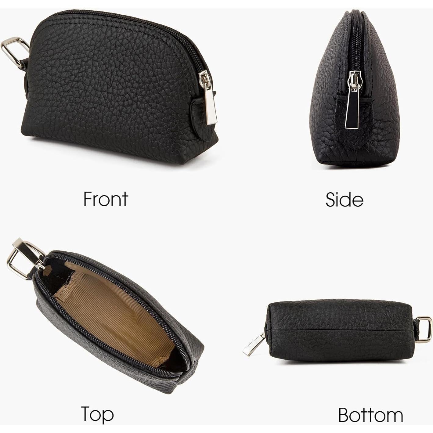 Monedero de cuero de grano completo premium para mujeres - Negro