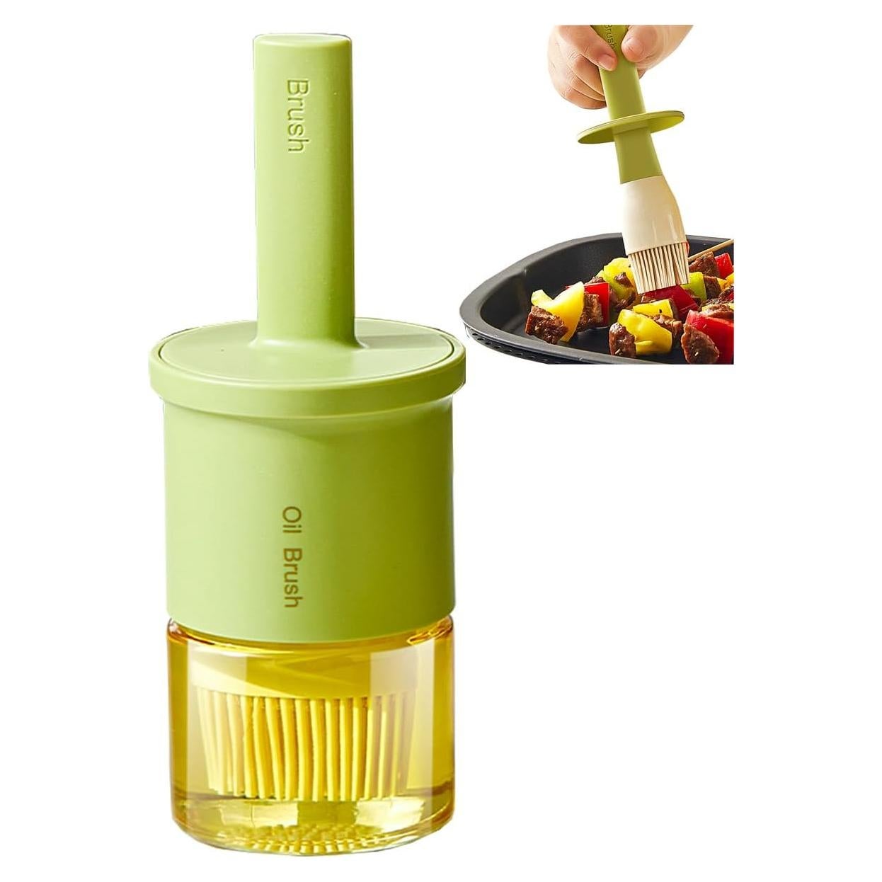 Dispensador de Aceite de Vidrio RFetomax con Cepillo Silicona Verde