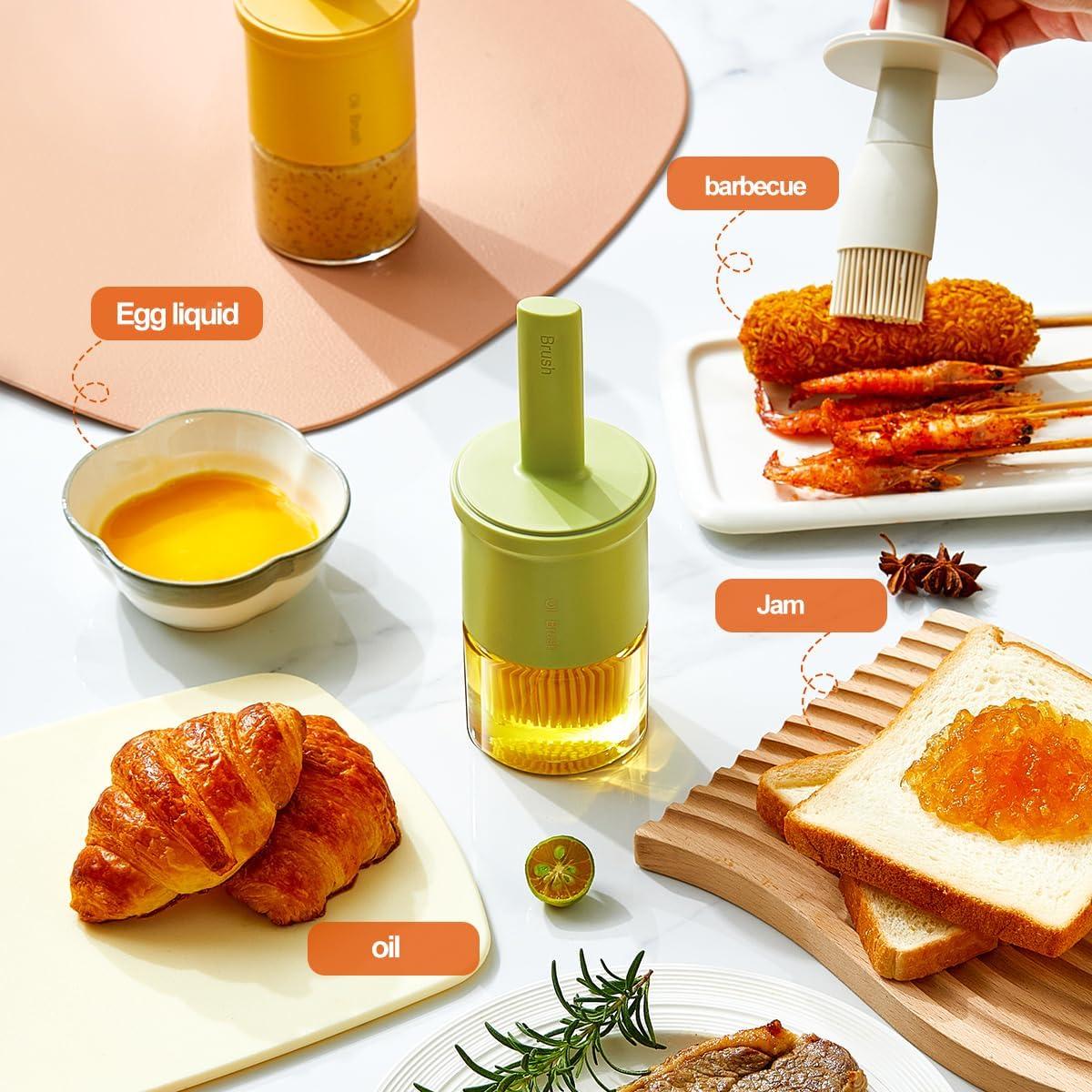 Dispensador de Aceite de Vidrio RFetomax con Cepillo Silicona Verde