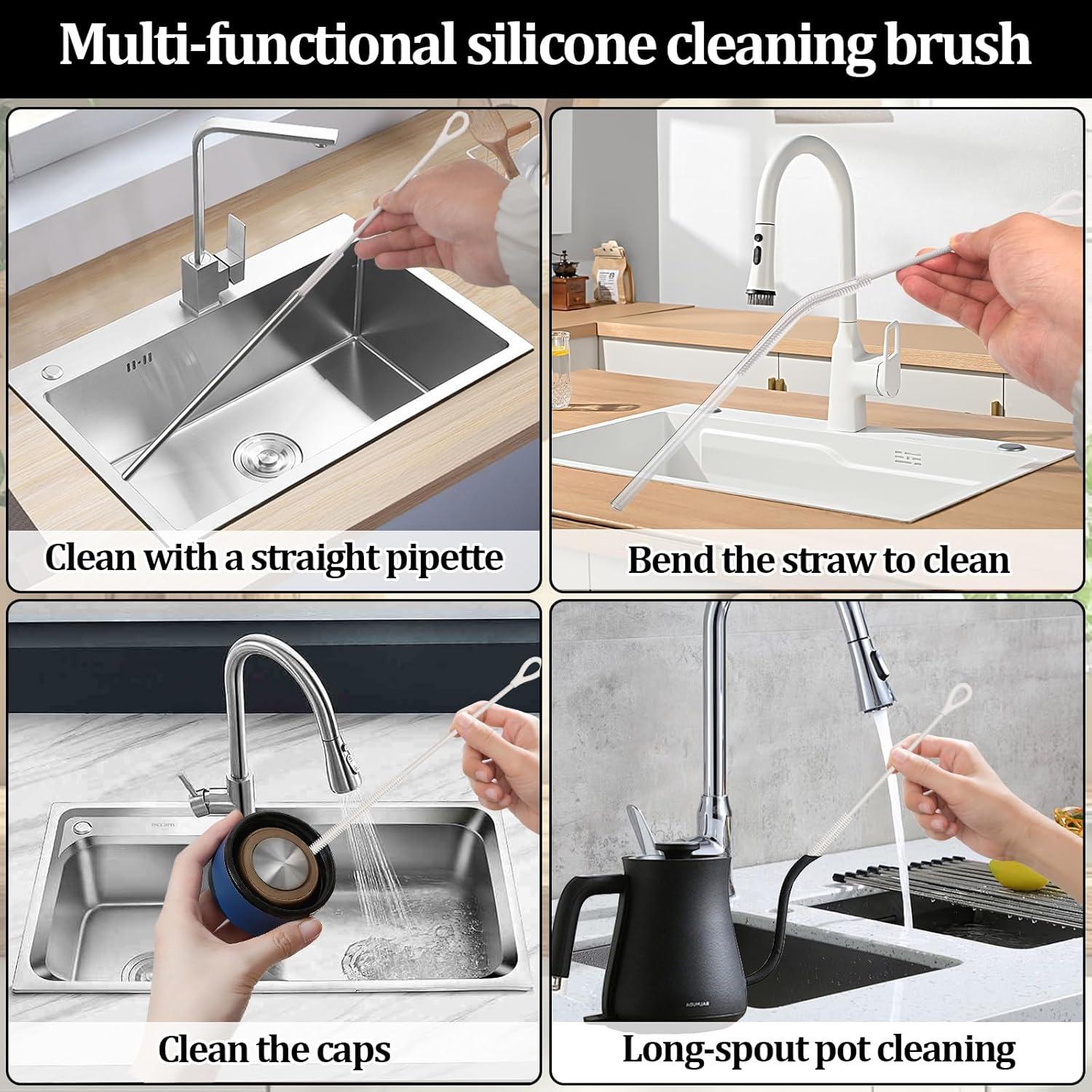 Cepillo Limpiador de Pajitas de Silicona OWATRKDEY 2 Pcs 6mm 9mm