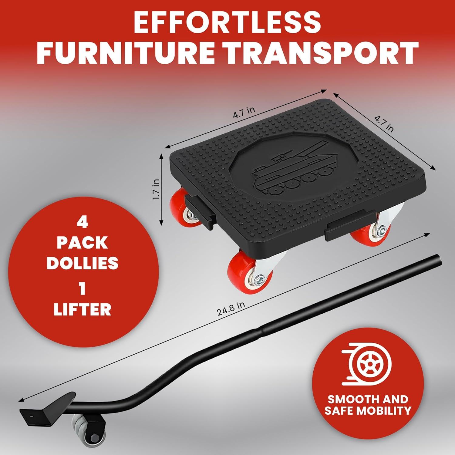 Juego de Dolly para Muebles Talime - Capacidad 544 kg, 5 Ruedas Giratorias