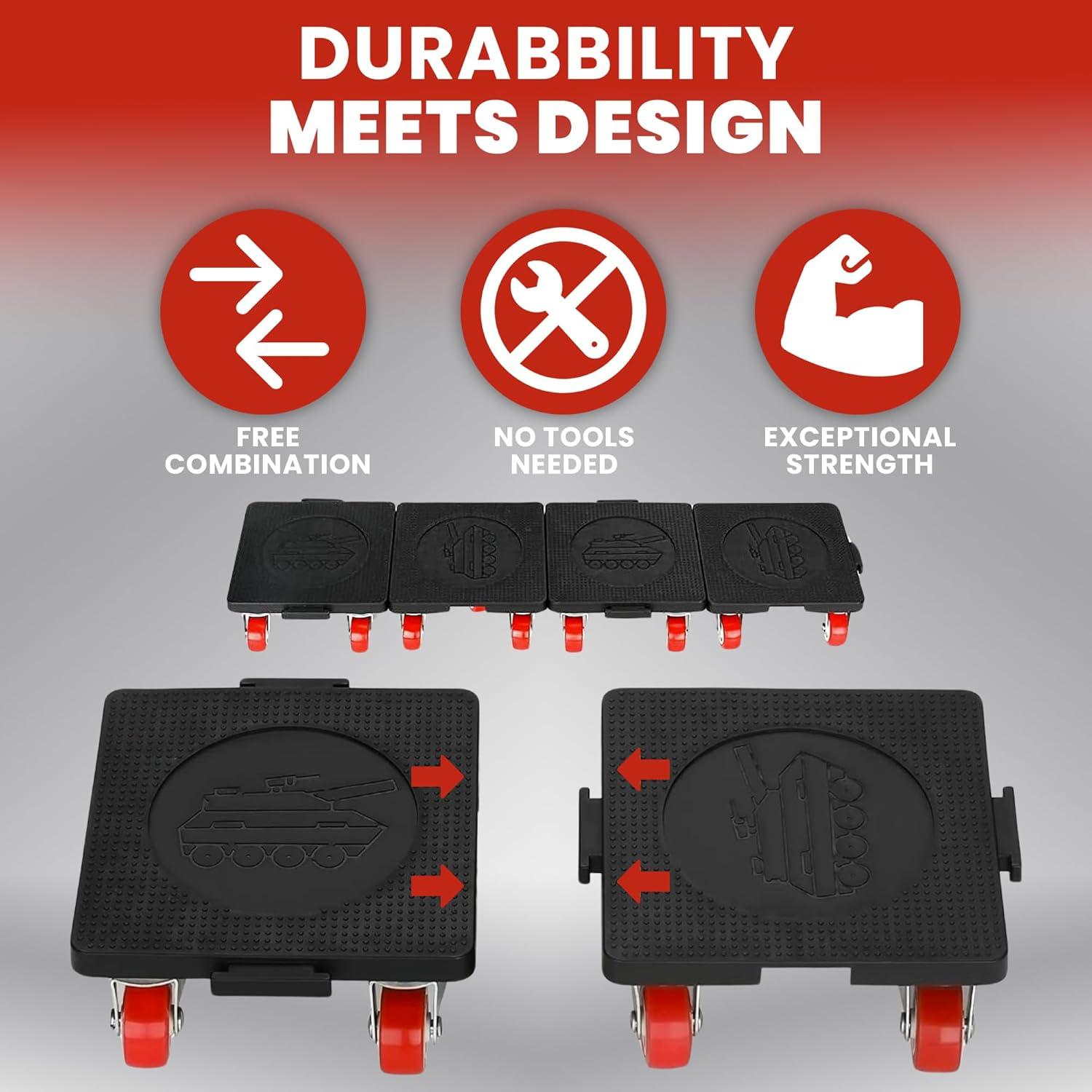 Juego de Dolly para Muebles Talime - Capacidad 544 kg, 5 Ruedas Giratorias