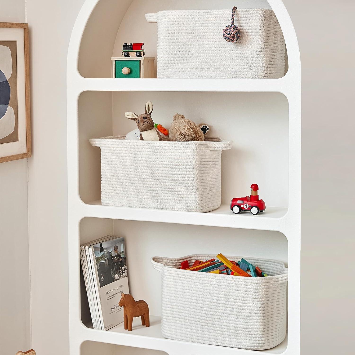 3 Cestas Tejidas de Algodón R RUNKA con Asas - 38x26x23 cm