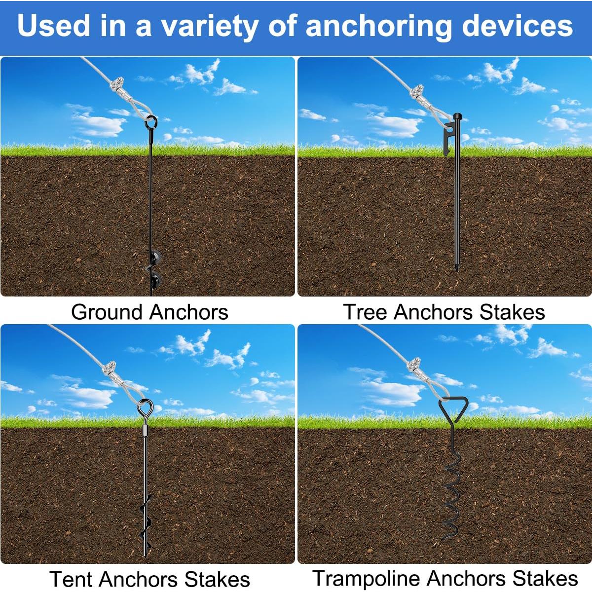 Kit de Cable de Alambre de 15.24m Anmeiji 1/8" PVC Resistente