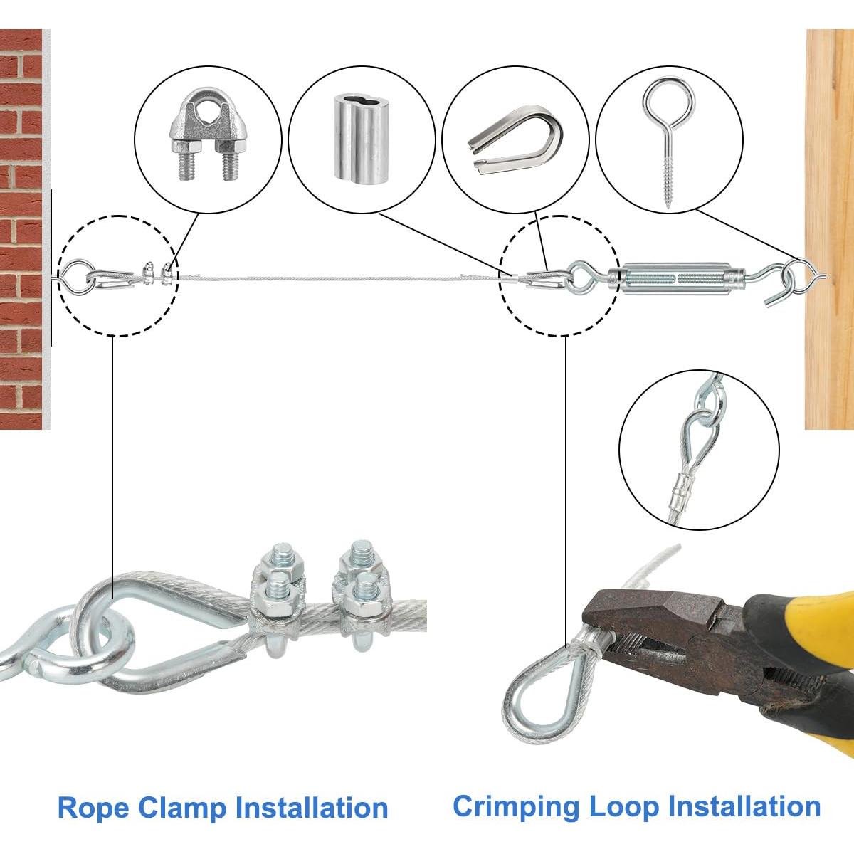 Kit de Cable de Alambre de 15.24m Anmeiji 1/8" PVC Resistente