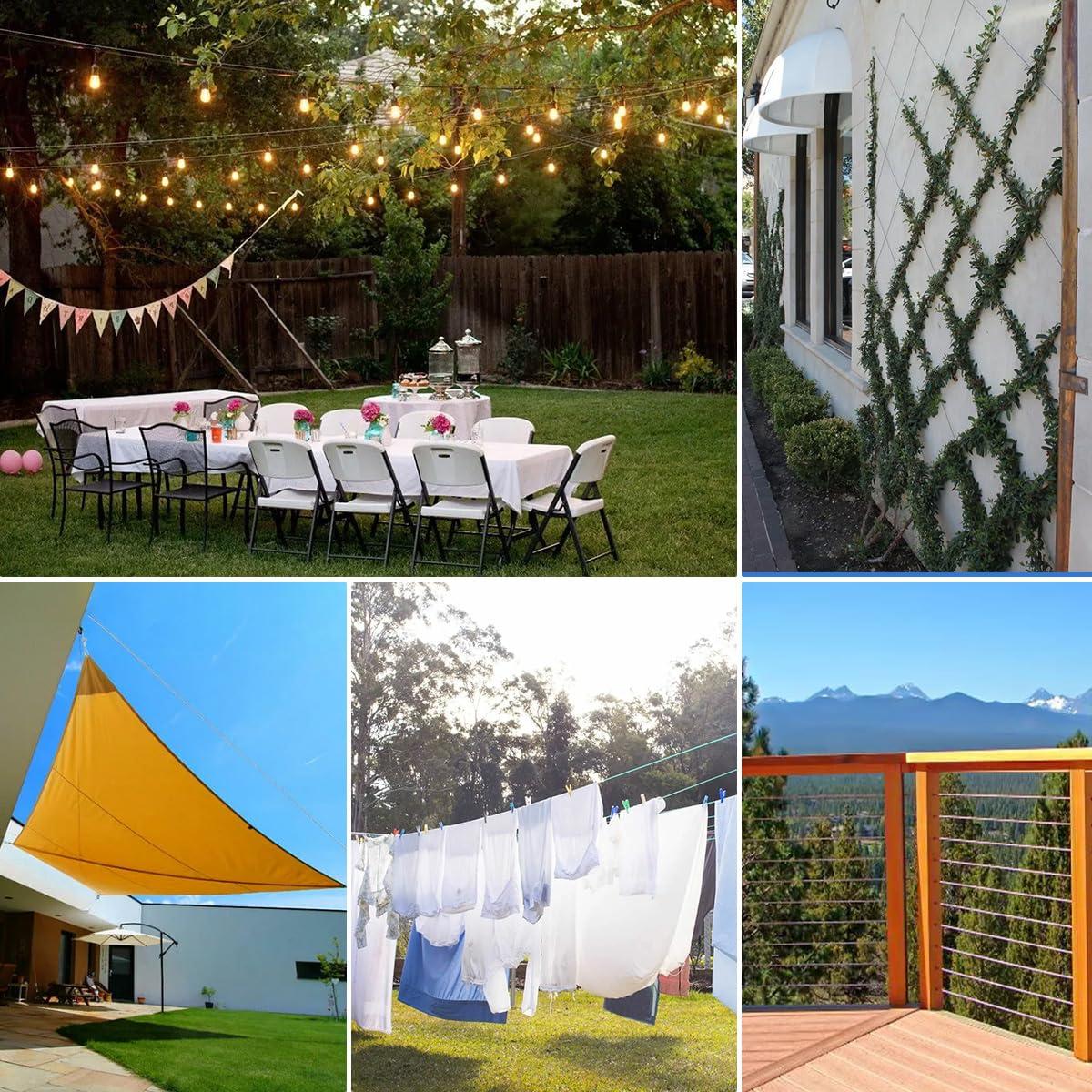 Kit de Cable de Alambre de 15.24m Anmeiji 1/8" PVC Resistente