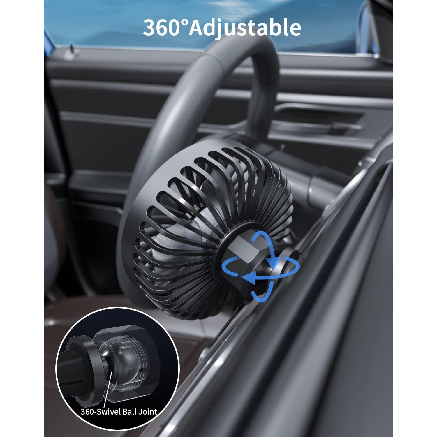 Ventilador de Coche TriPole USB 3 Velocidades Clip 10.4cm