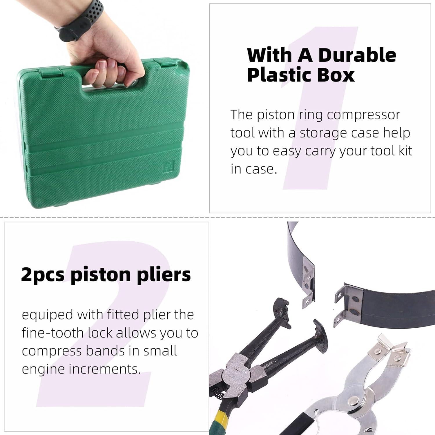 Swpeet Kit 17Pcs Alicates y Anillos de Pistón para Motor