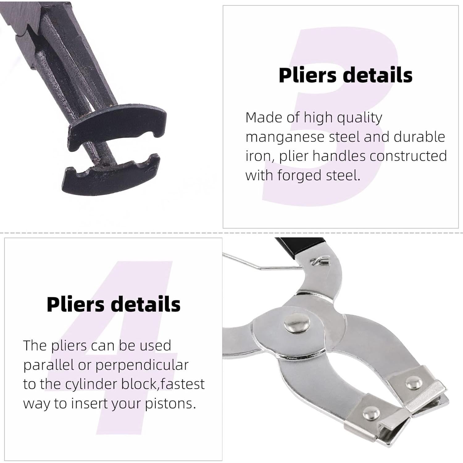 Swpeet Kit 17Pcs Alicates y Anillos de Pistón para Motor