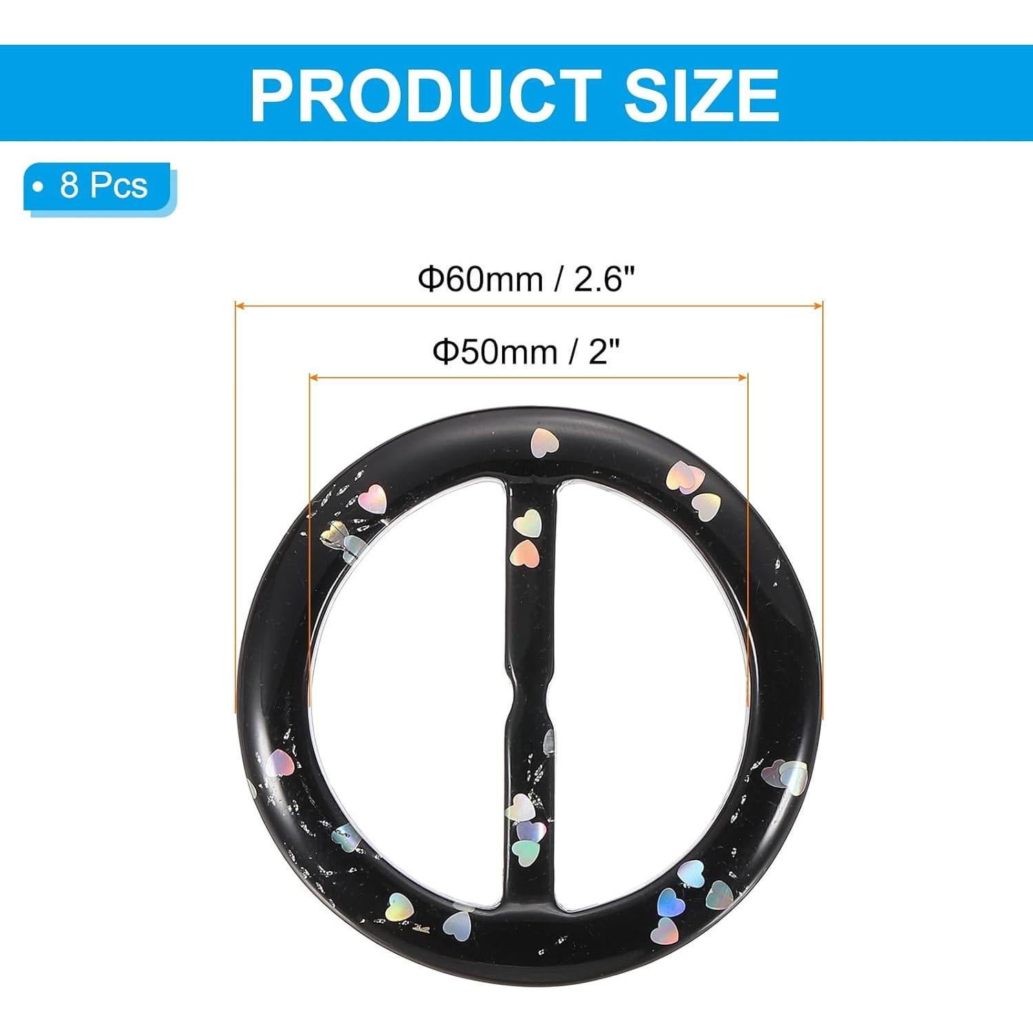 Clip Anillo de Bufanda PATIKIL de Resina Negro 50mm - 8 Pcs