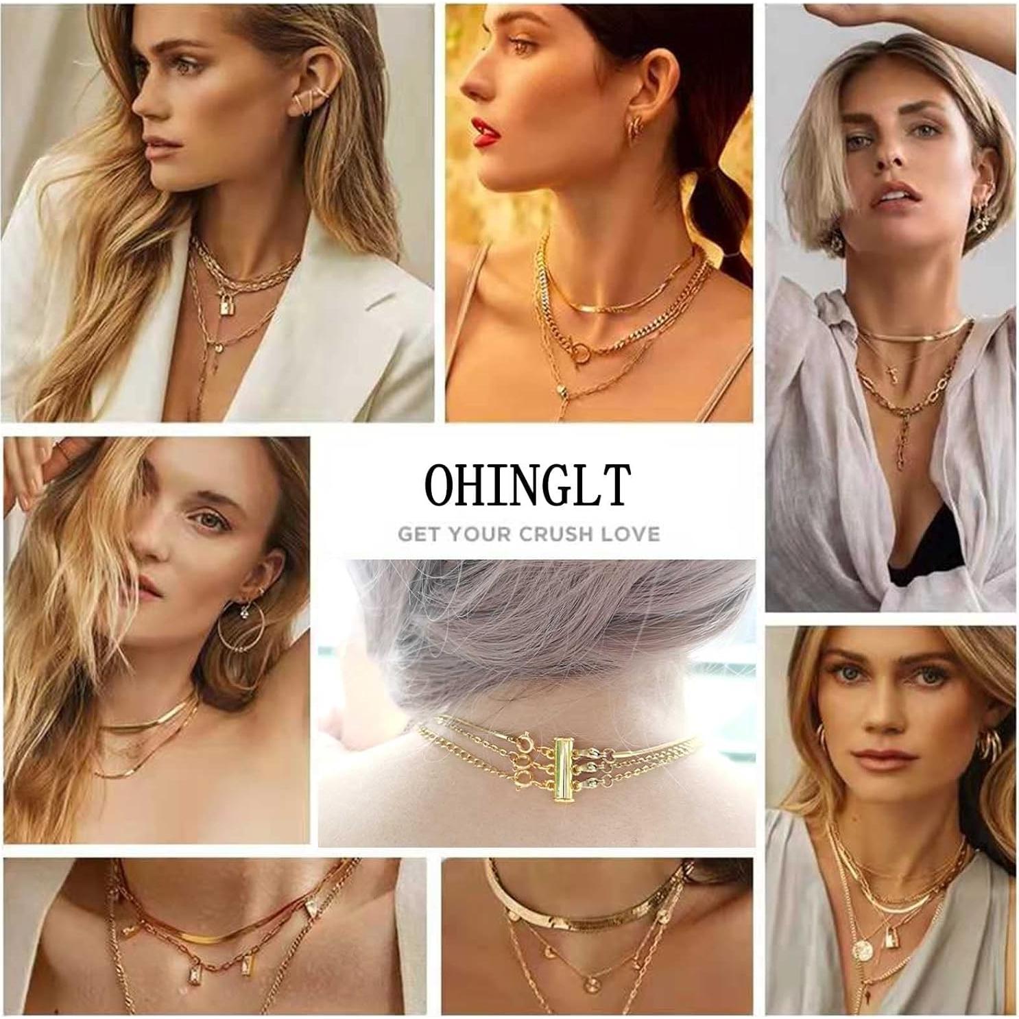 Conectores de collar magnéticos OHINGLT 4PCS oro 1.5-2.0 cm