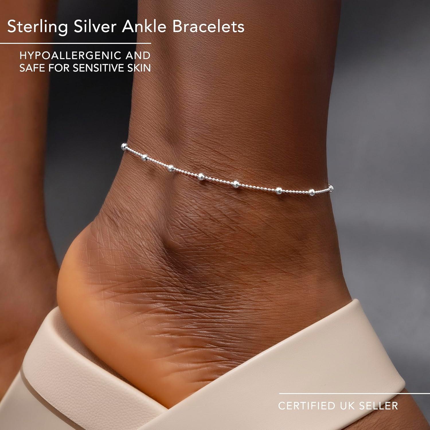 Anklet de Plata Esterlina 925 Amberta para Mujeres 22 cm