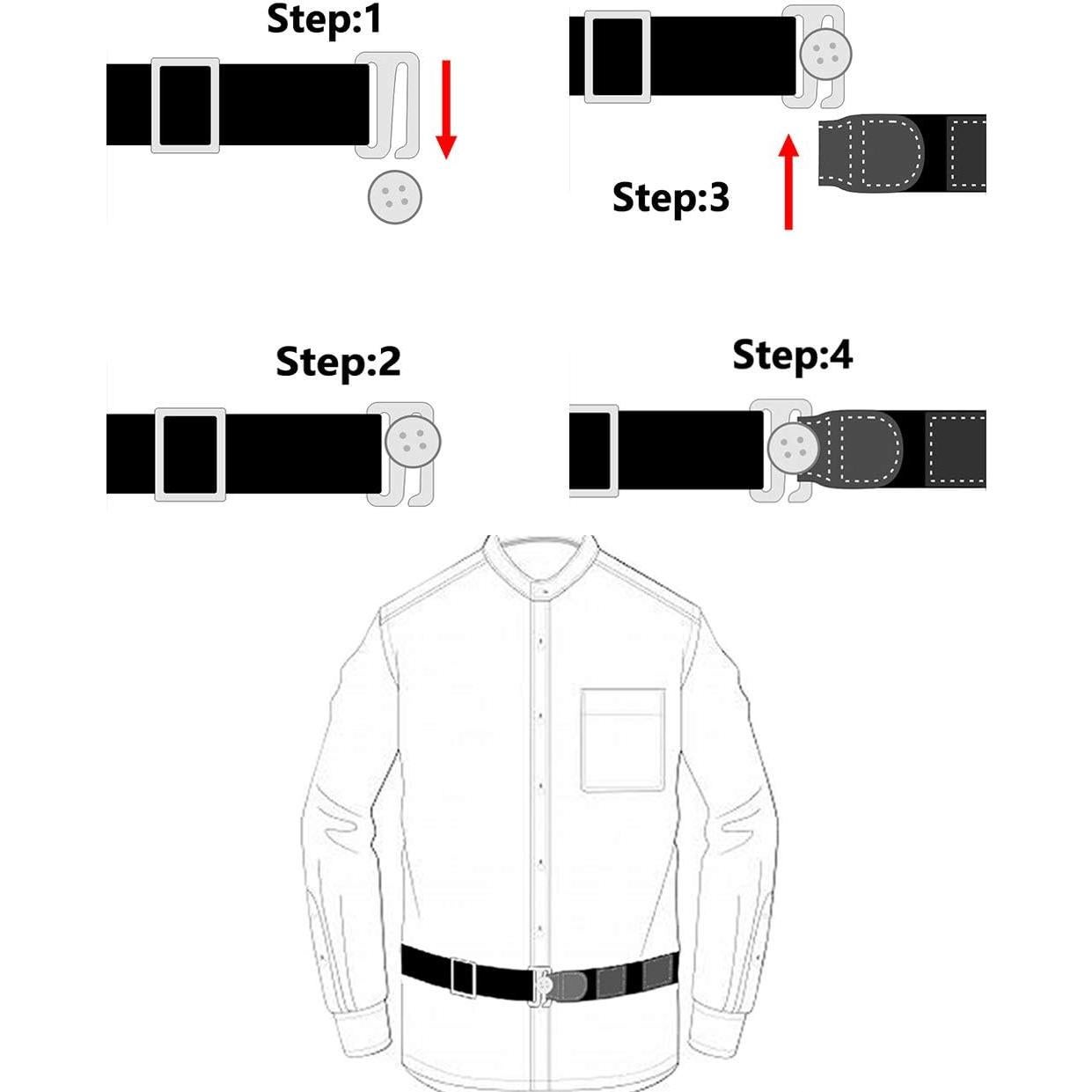 Cinturón Sujetador de Camisa Ajustable Kedofe 120 cm Elástico