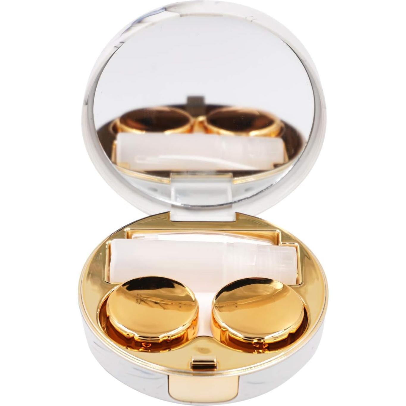 Estuche de Lentes de Contacto Honbay Redondo Dorado con Espejo