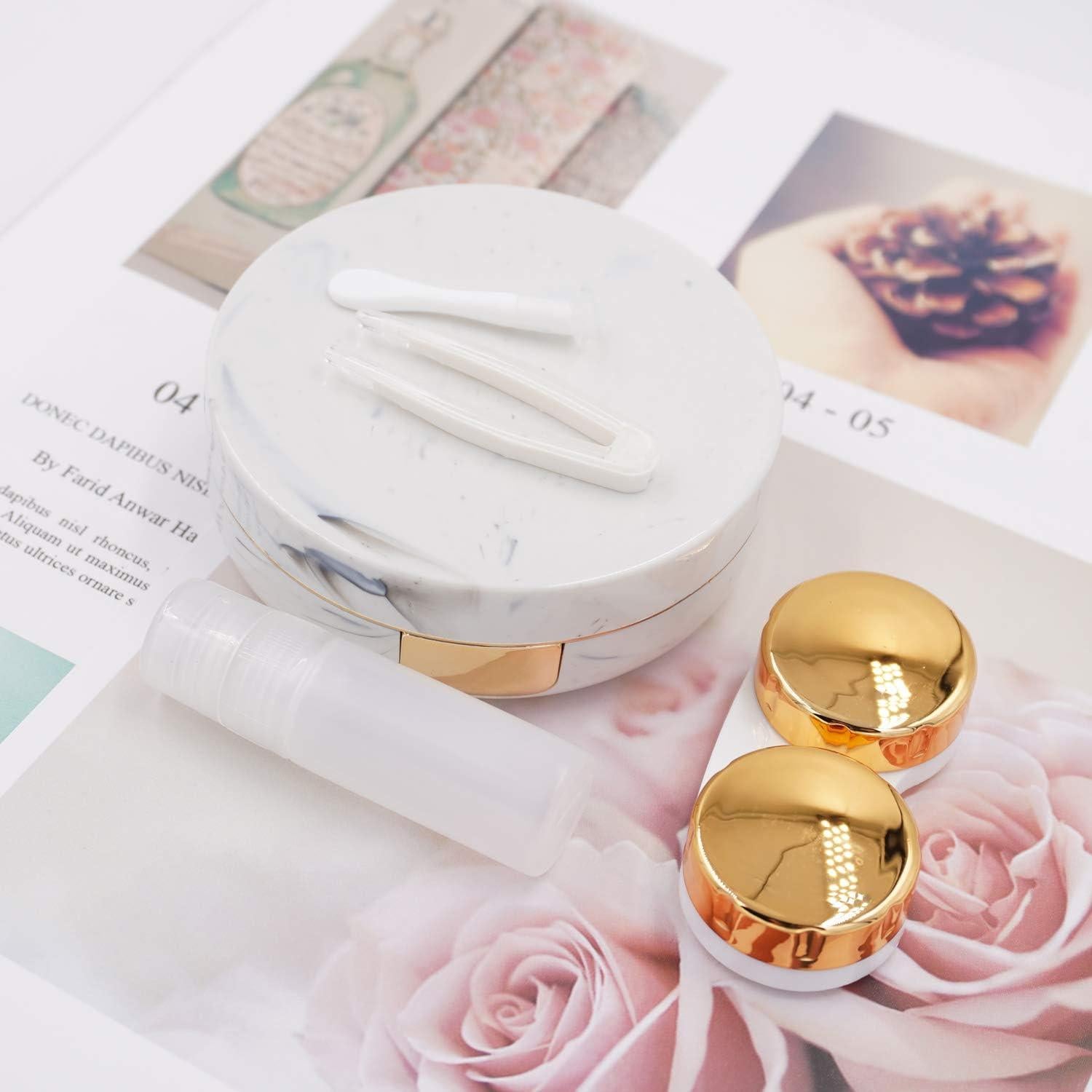 Estuche de Lentes de Contacto Honbay Redondo Dorado con Espejo