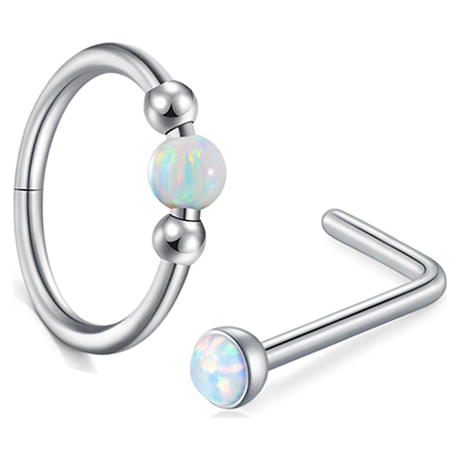 Anillo de Nariz 18g MODRSA con Ópalo Real para Mujeres 8mm