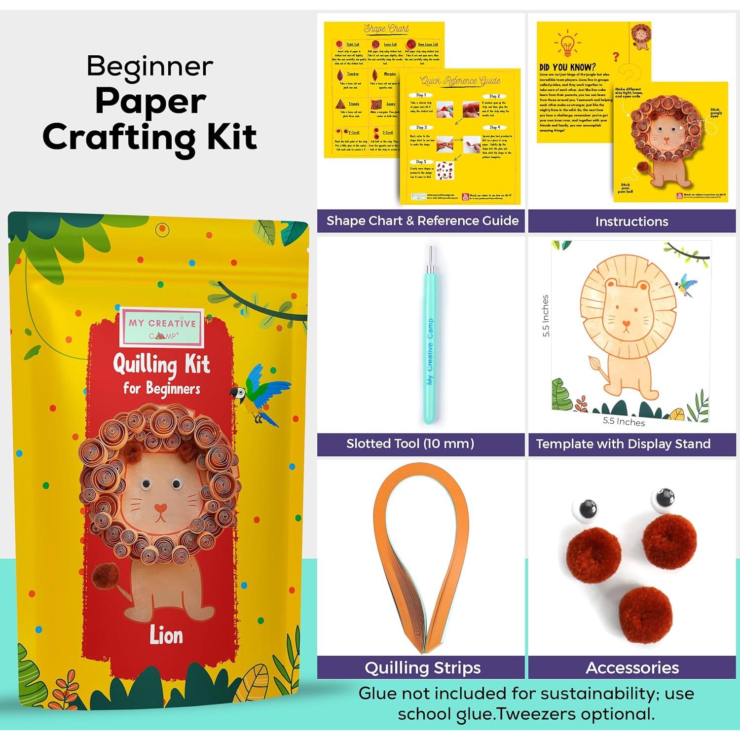 Kit de Quilling de Papel My Creative Camp - León DIY para Niños y Adultos