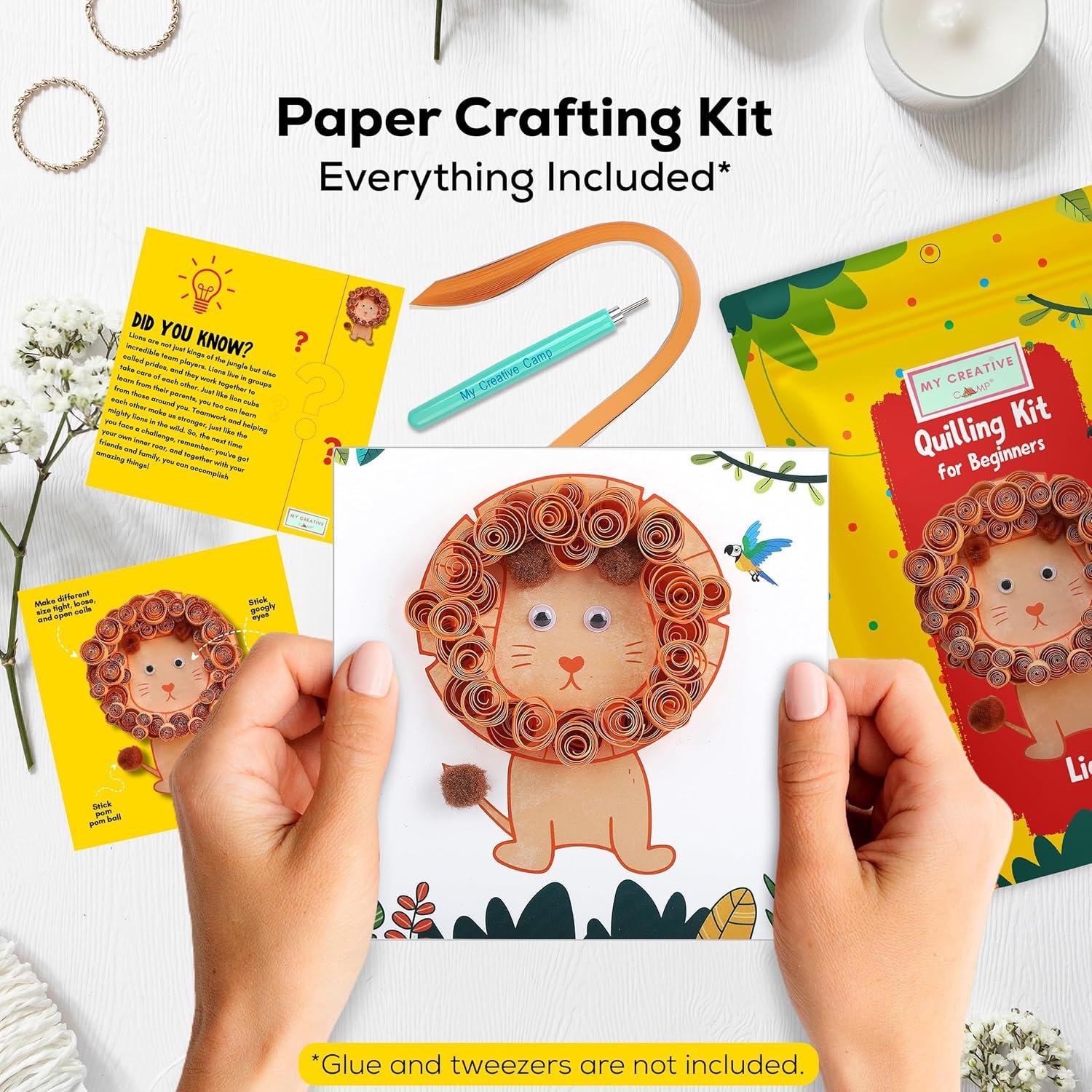 Kit de Quilling de Papel My Creative Camp - León DIY para Niños y Adultos