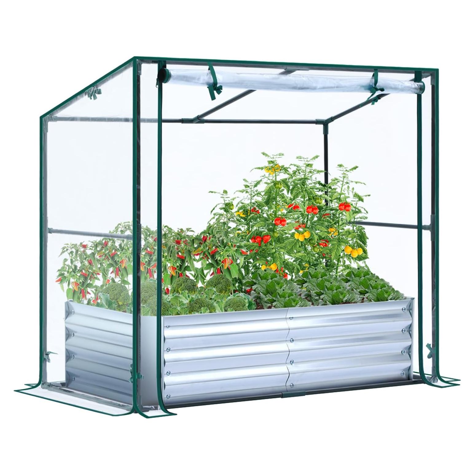 Huerto Elevado Ohuhu con Invernadero 120x60x30 cm PVC