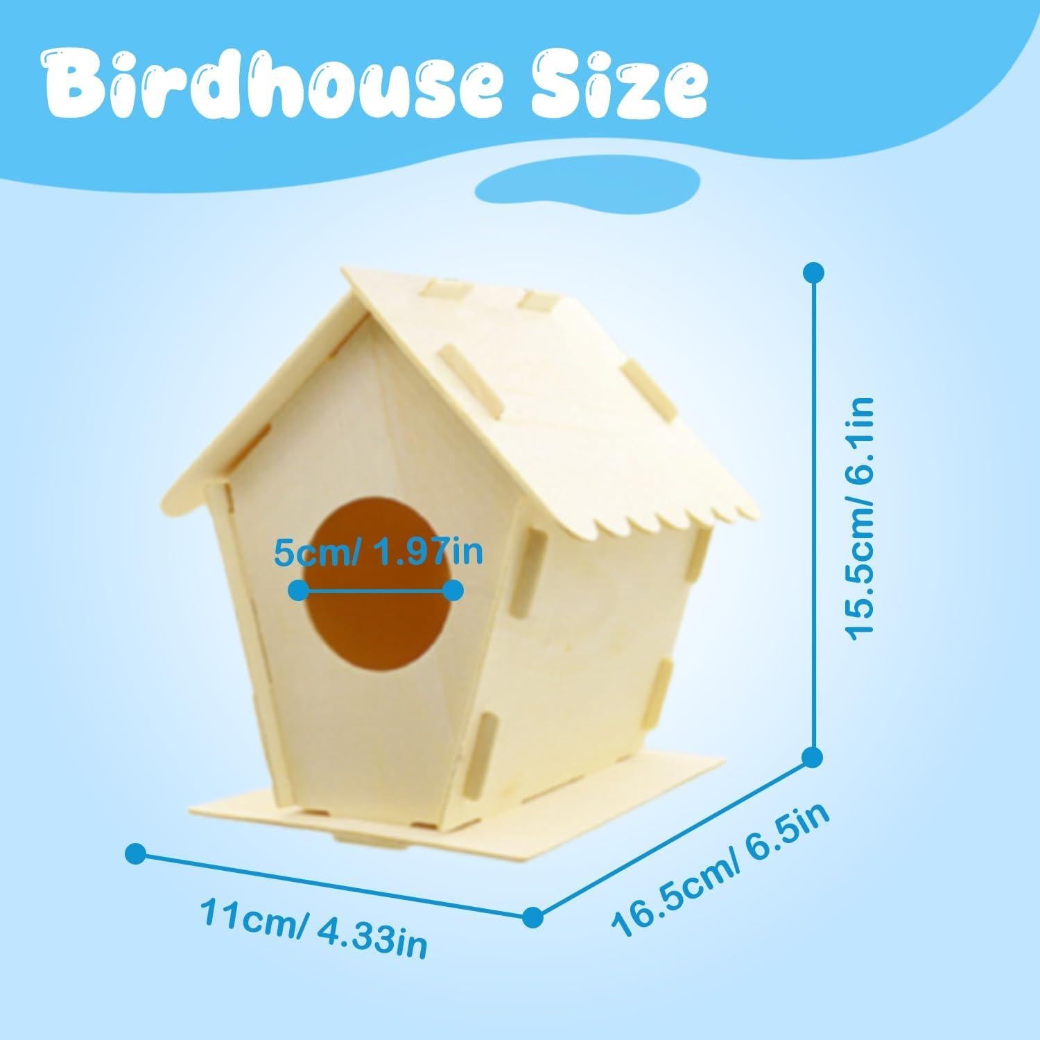 Kit de Casa para Aves DIY 2 Unidades Madera con Pinturas y Pinceles