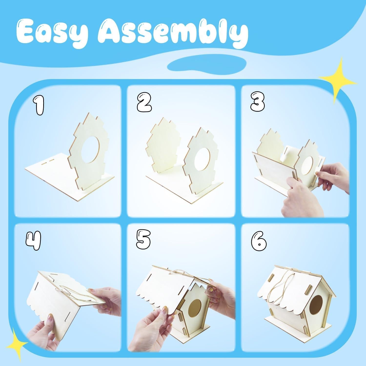 Kit de Casa para Aves DIY 2 Unidades Madera con Pinturas y Pinceles