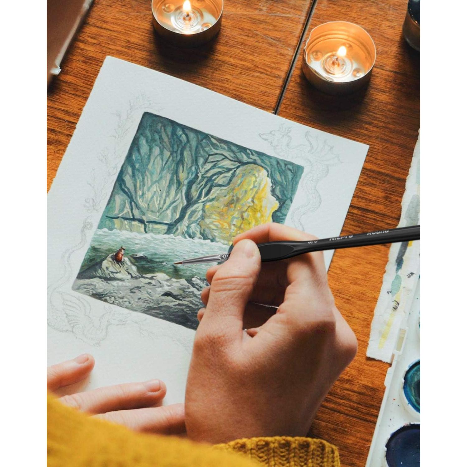 Juego de Pinceles de Detalle Nicpro 5 PCS 3/0 para Pintura