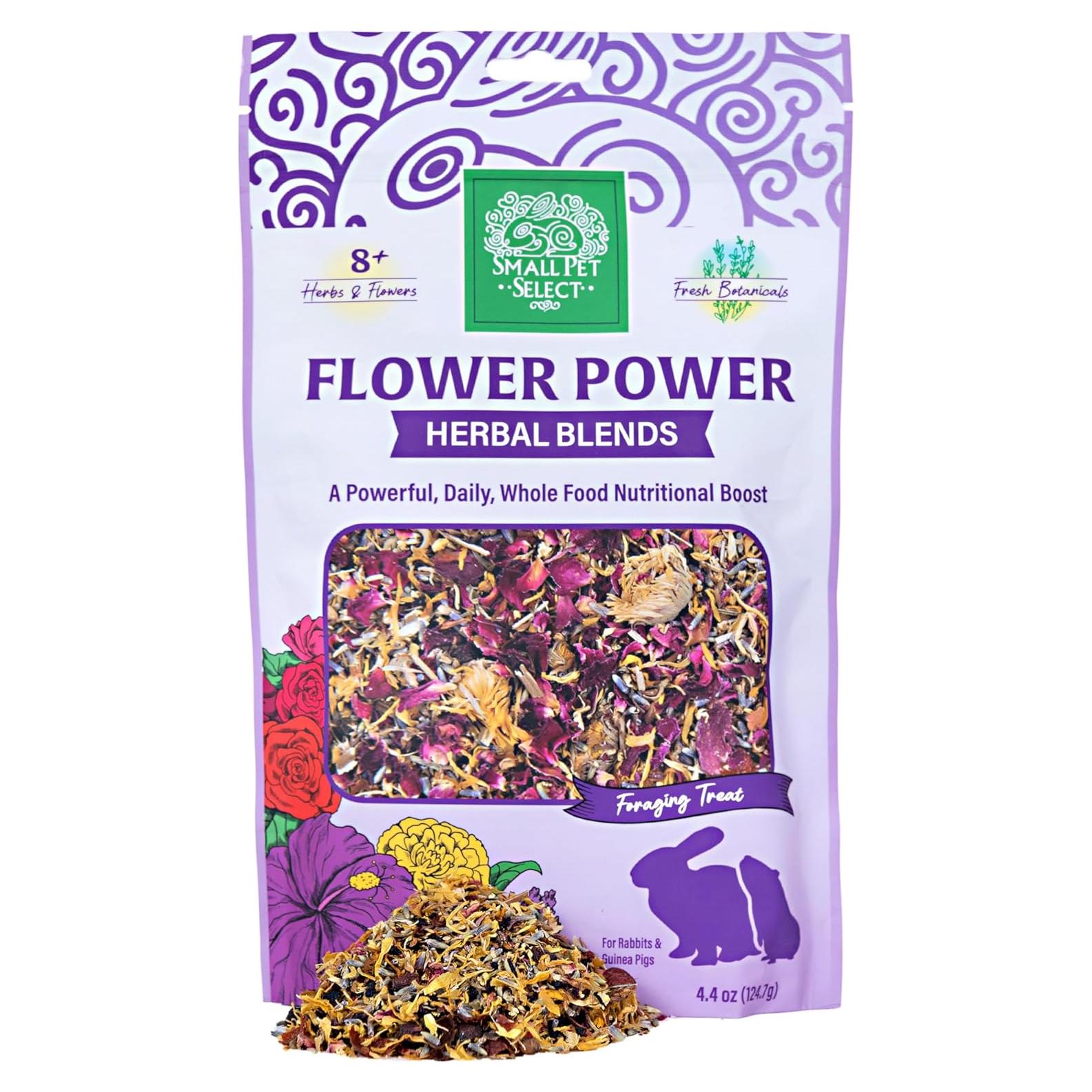 Mezcla Herbal Flower Power Small Pet Select 125g para Conejos y Cobayas