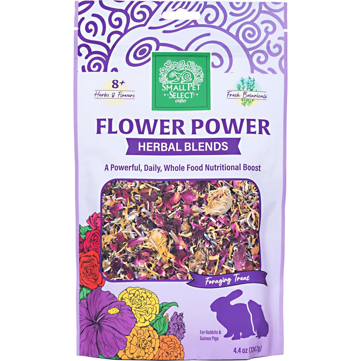 Mezcla Herbal Flower Power Small Pet Select 125g para Conejos y Cobayas
