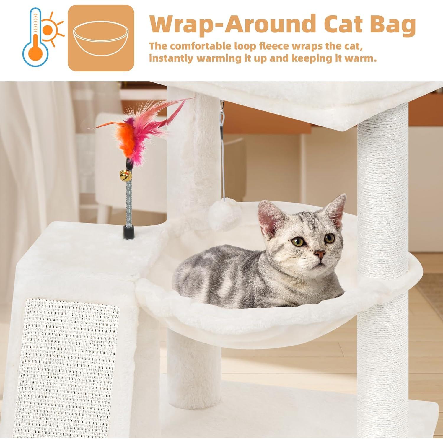 Árbol para Gatos YOUPET 65 cm con Rascador y Juguetes Beige