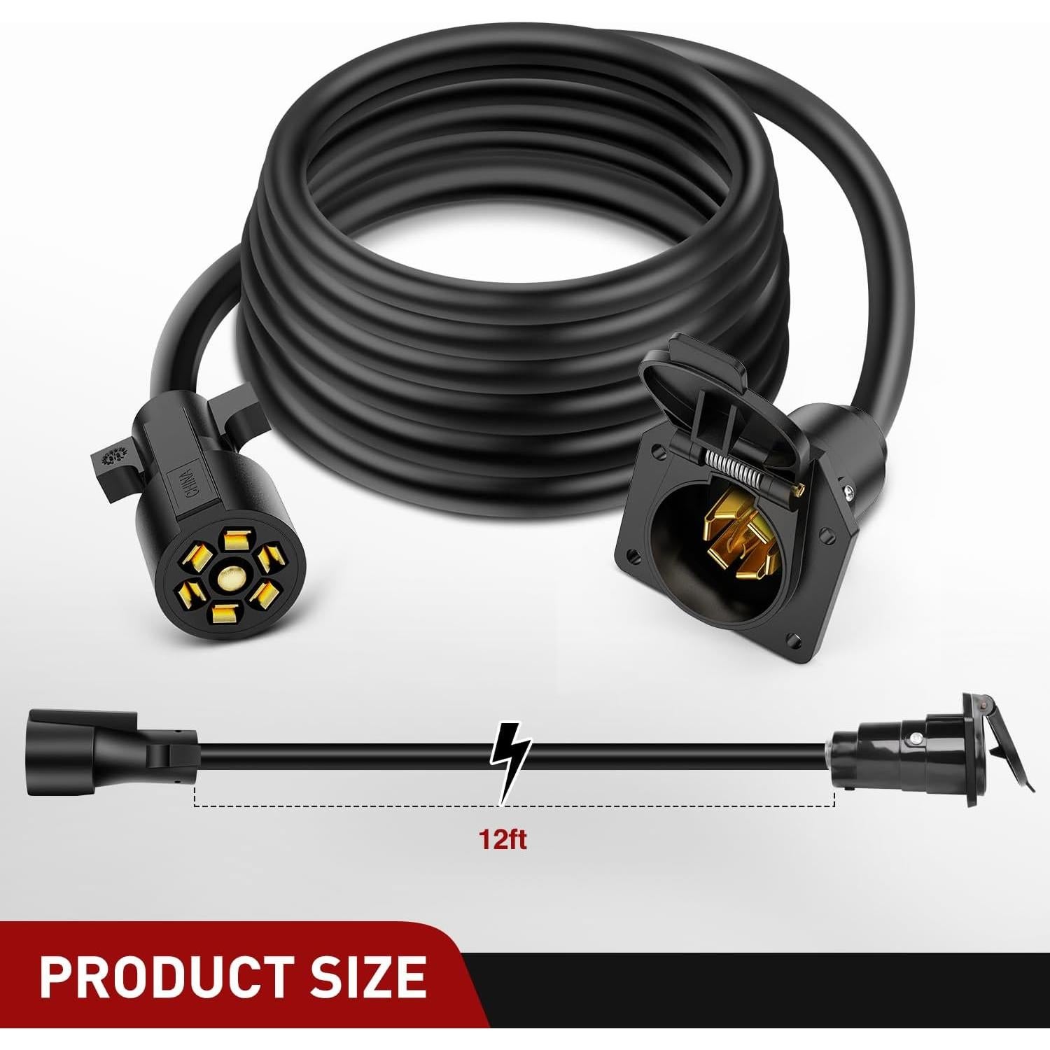 Cable de Extensión para Remolque Nilight 12FT 7 Pines