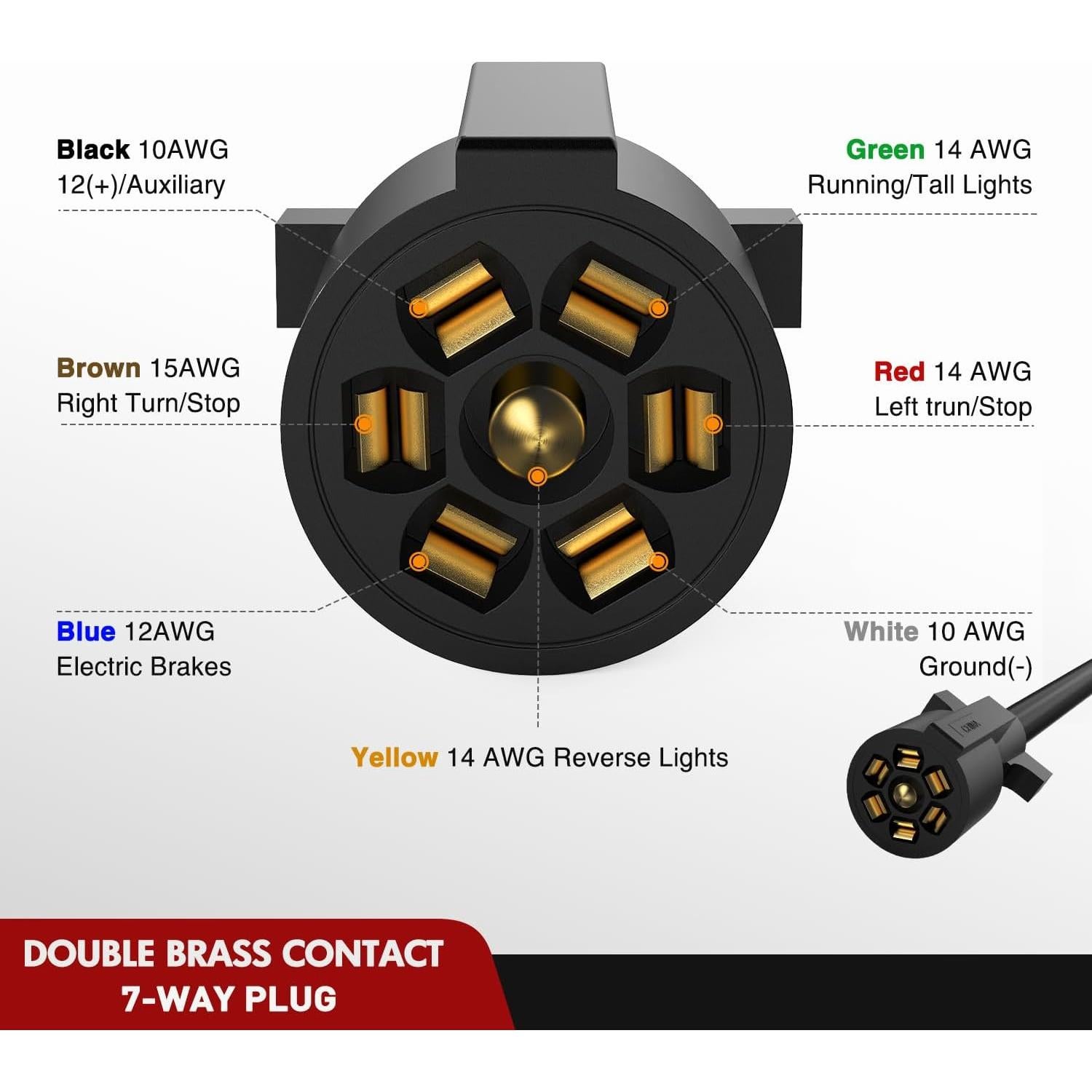 Cable de Extensión para Remolque Nilight 12FT 7 Pines