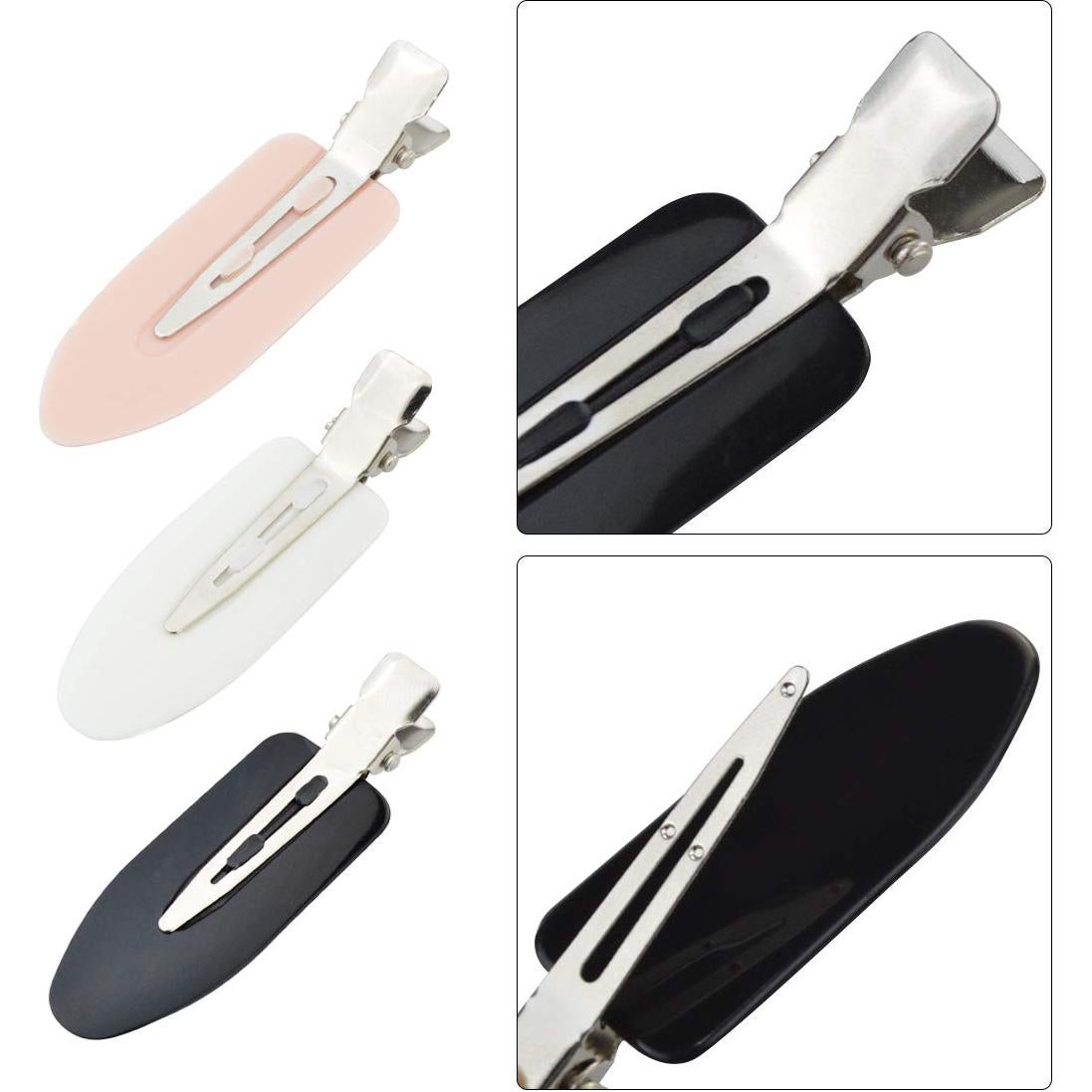 24 Clips para el Cabello Wobe Sin Marcas Negro Rosa Blanco