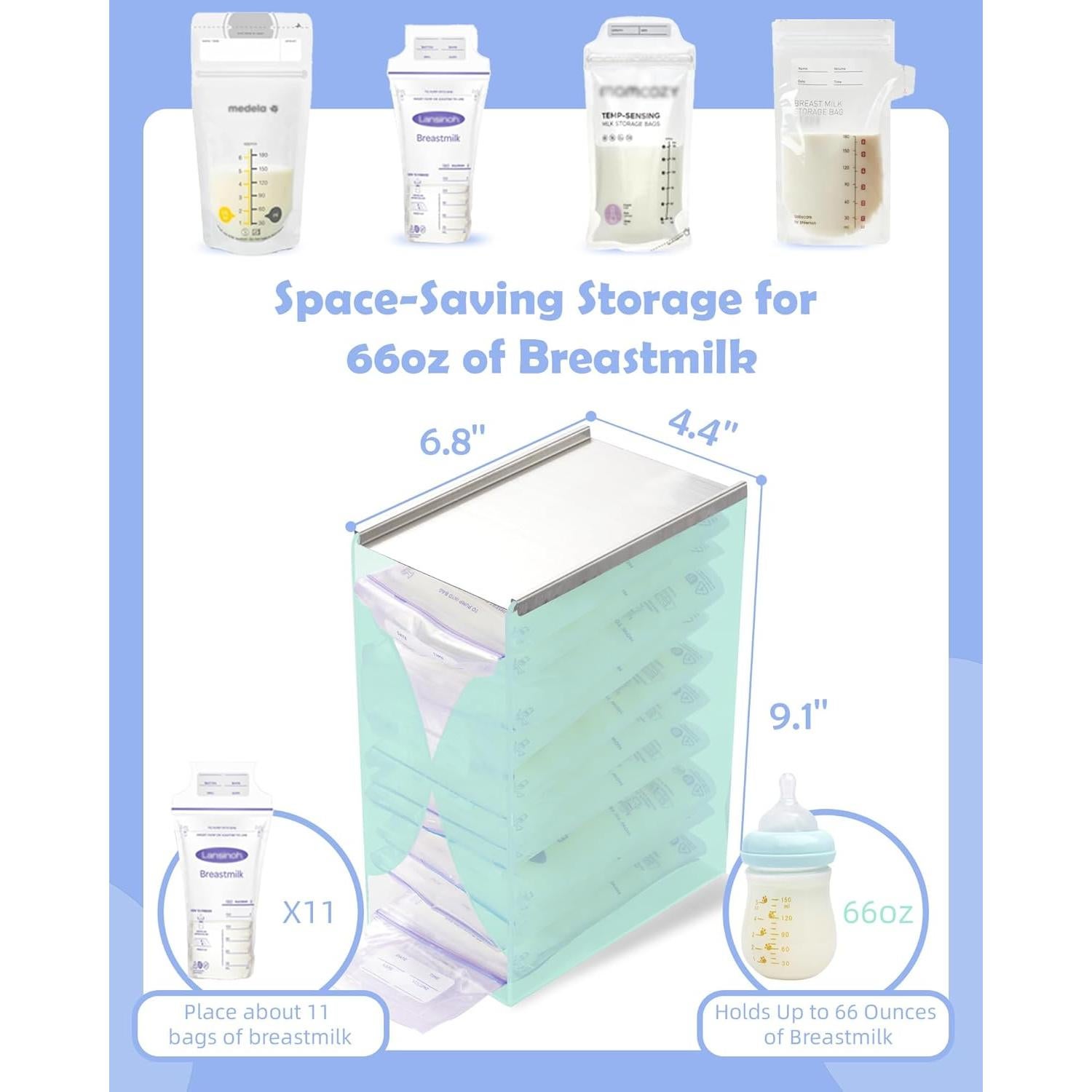 Organizador de Congelador de Leche Materna M-3 Azul 1.96L