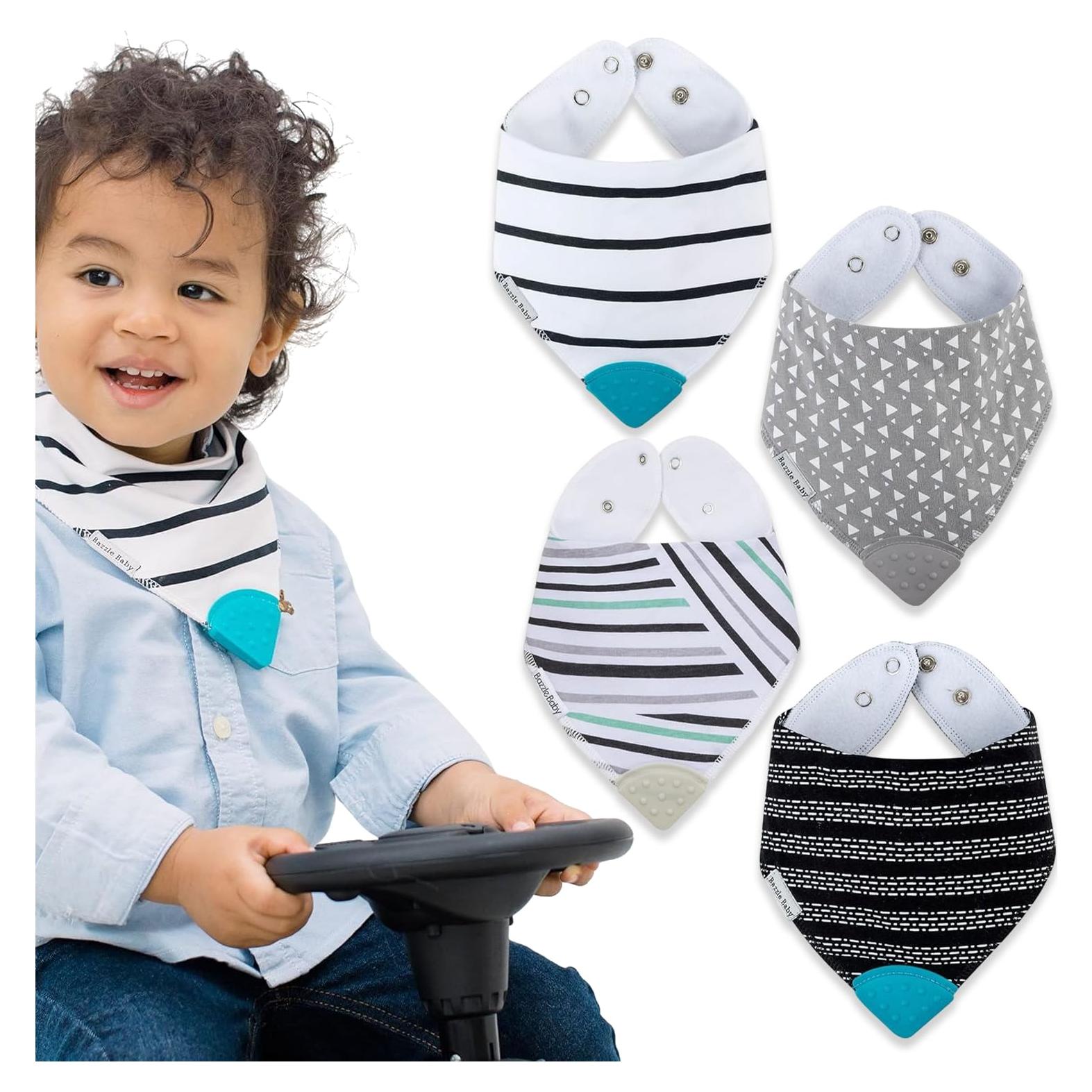 Baberos de Dentición Bazzle Baby 4-Pack Algodón Ajustables