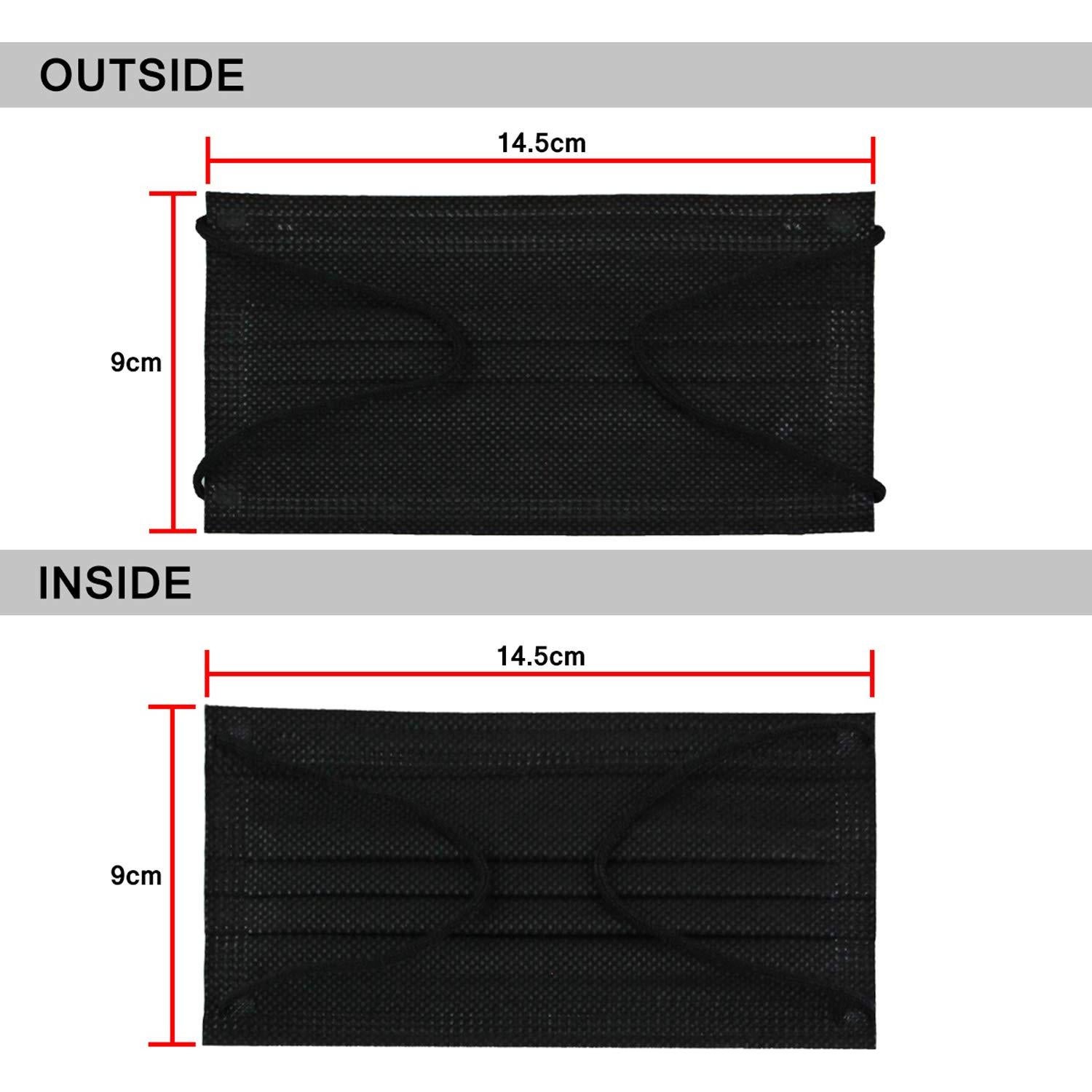 Mascarilla desechable negra para niños 50 piezas 3 capas